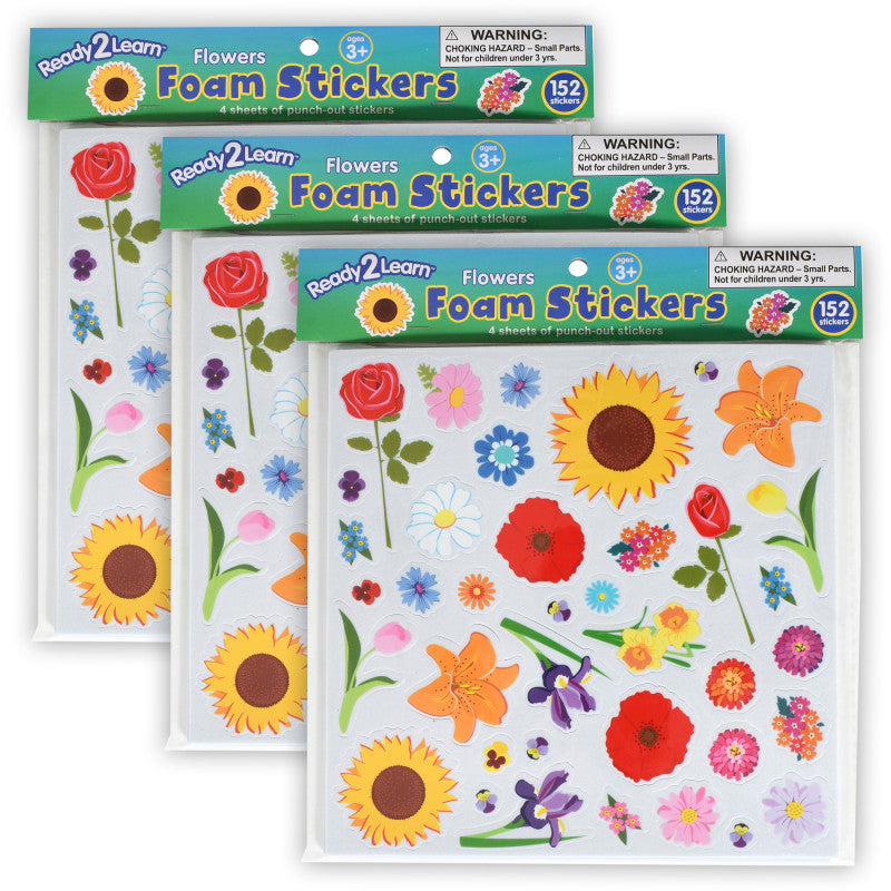 READY 2 LEARN - Foam Stickers - Flowers - 152 Per Pack - 3 Packs