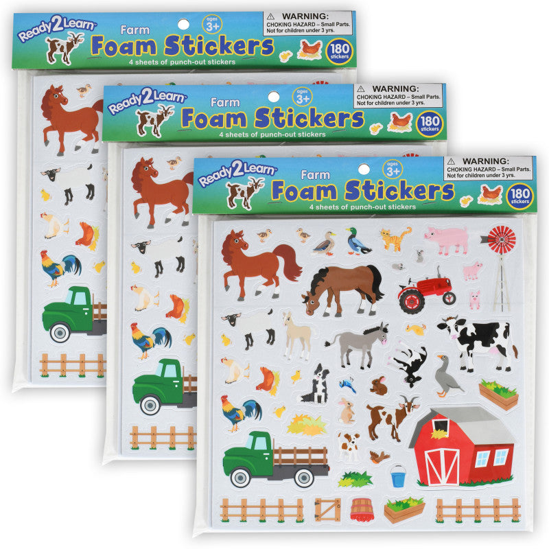 READY 2 LEARN - Foam Stickers - Farm - 180 Per Pack - 3 Packs
