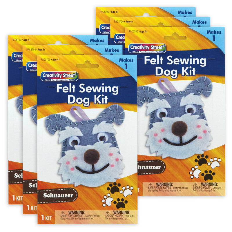 CREATIVITY STREET - Felt Sewing Dog Kit, Schnauzer, 4.25" x 6.5" x 1", 6 Kits
