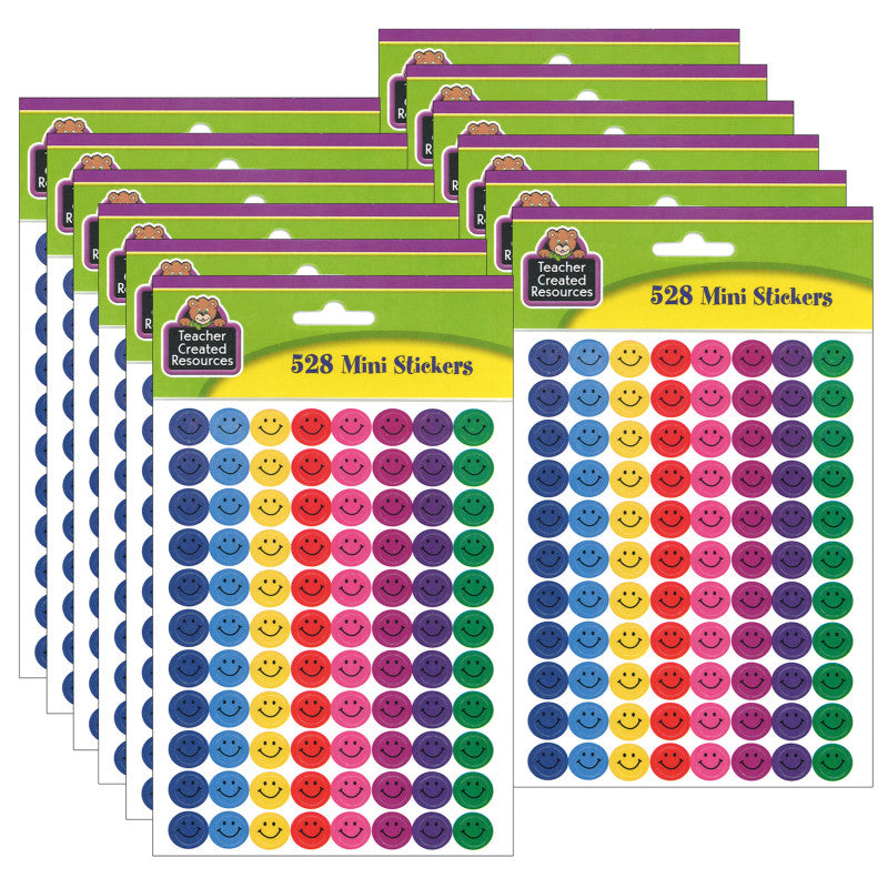 TEACHER CREATED RESOURCES - Happy Faces Mini Stickers, 528 Per Pack, 12 Packs