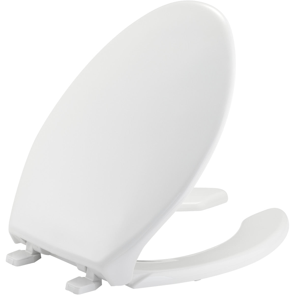 Bemis Elongated Open Front With Cover Commercial Plastic Toilet Seat in White with Top-Tite® Hinge