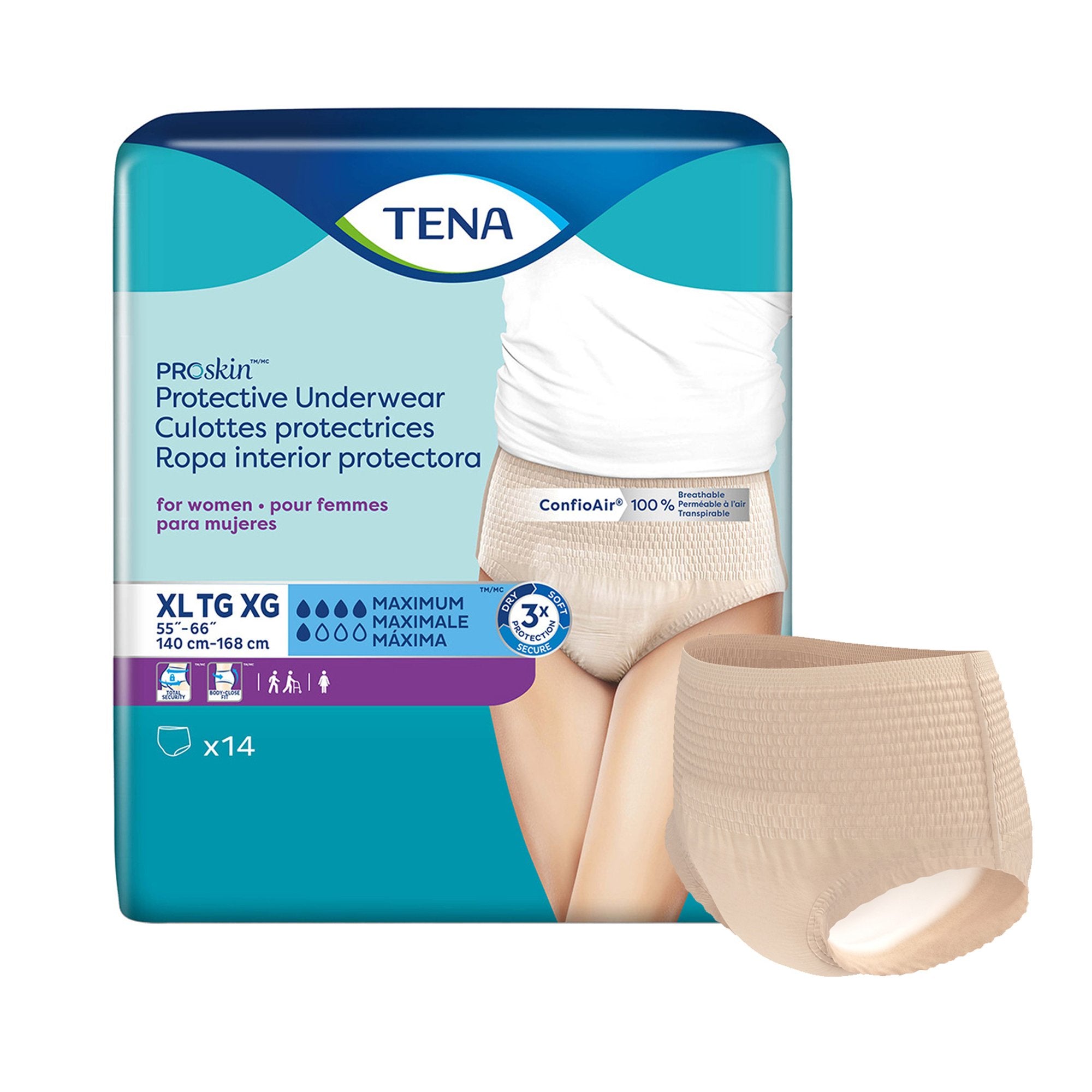 Essity HMS North America Inc - Female Adult Absorbent Underwear TENA® ProSkin™ Protective Pull On with Tear Away Seams X-Large Disposable Moderate Absorbency [56/CS]