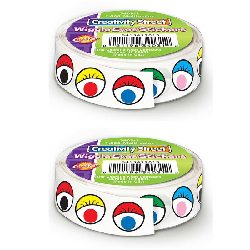 CREATIVITY STREET - Multicolor Wiggle Eyes Stickers Roll, 2 Rolls