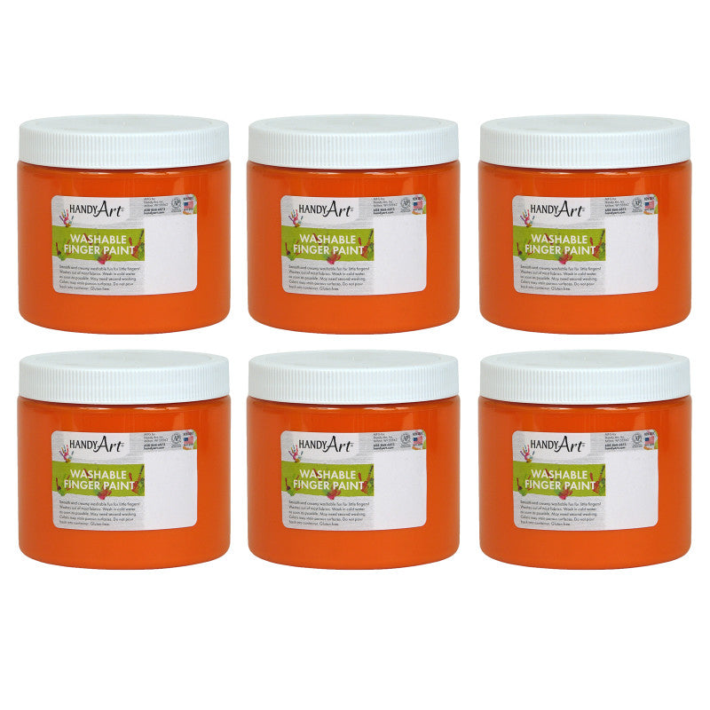 HANDY ART - Washable Finger Paint, Orange, 16 oz., Pack of 6