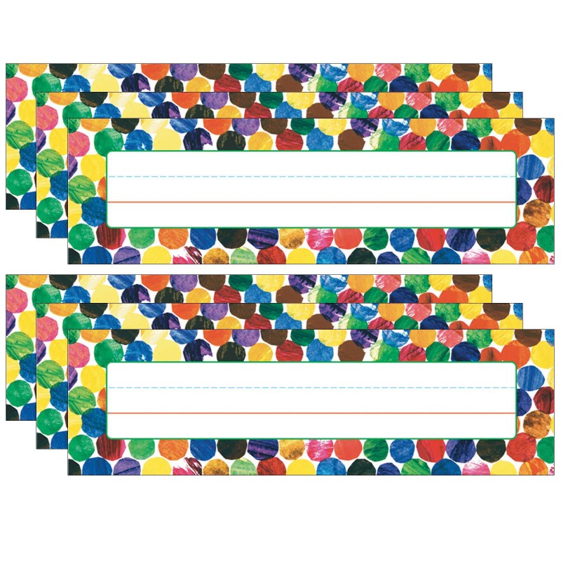 CARSON DELLOSA EDUCATION - Eric Carle Dots Desk Nameplates, 36 Per Pack, 6 Packs