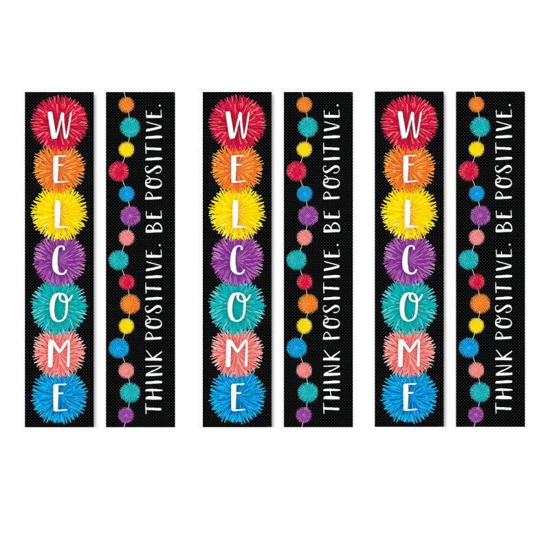 CREATIVE TEACHING PRESS - Pom-Poms Welcome Banner (2-sided), Pack of 3