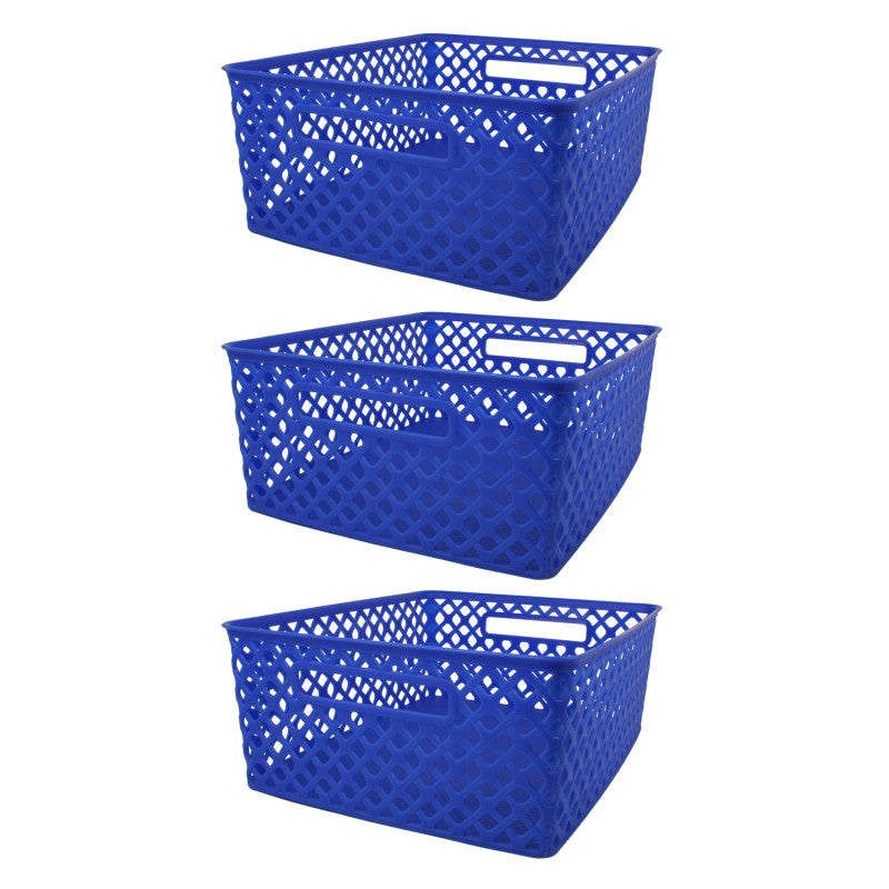 ROMANOFF - Woven Basket, Medium, Blue, Pack of 3