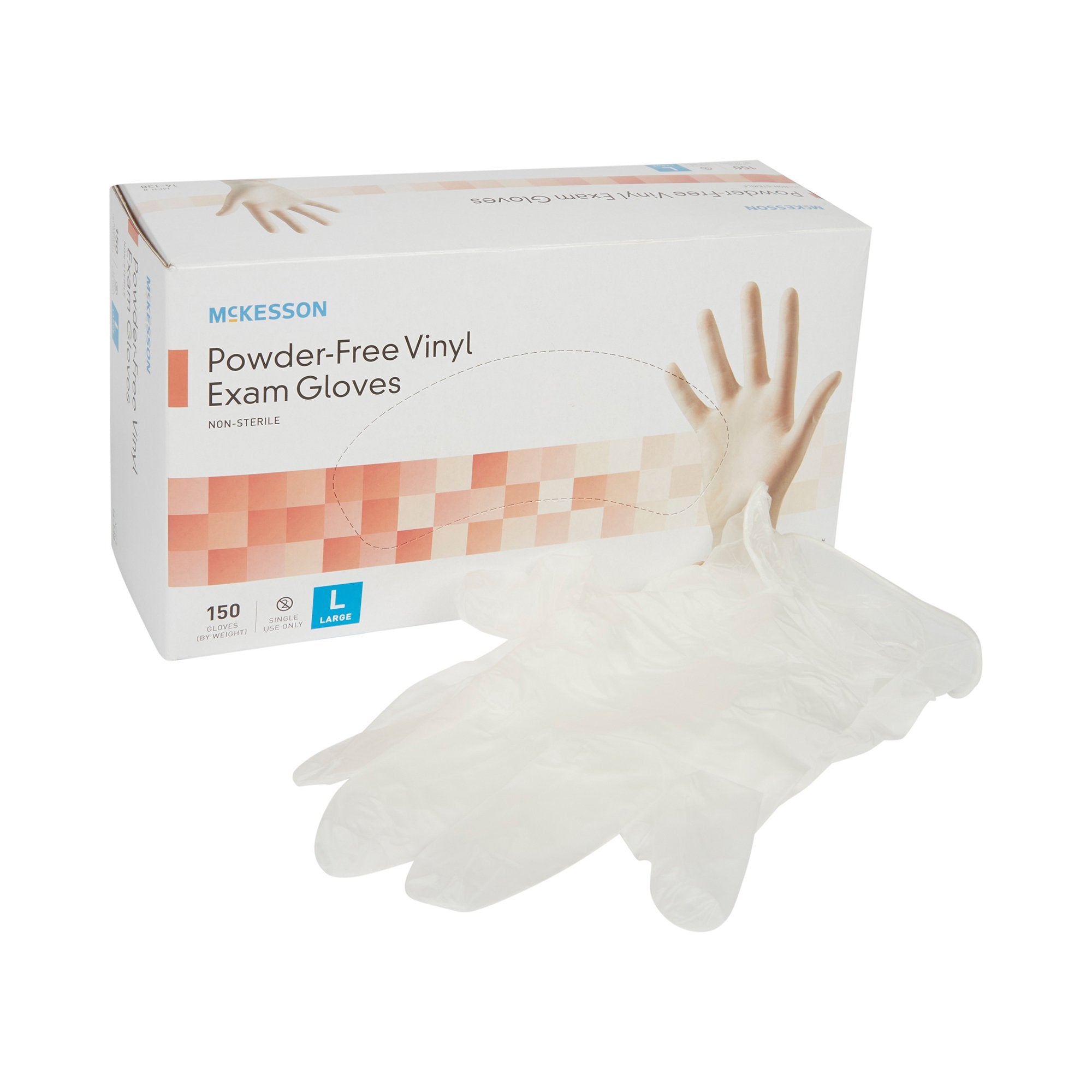 McKesson Brand - Exam Glove McKesson Large NonSterile Vinyl Standard Cuff Length Smooth Clear Not Rated [150/BX]