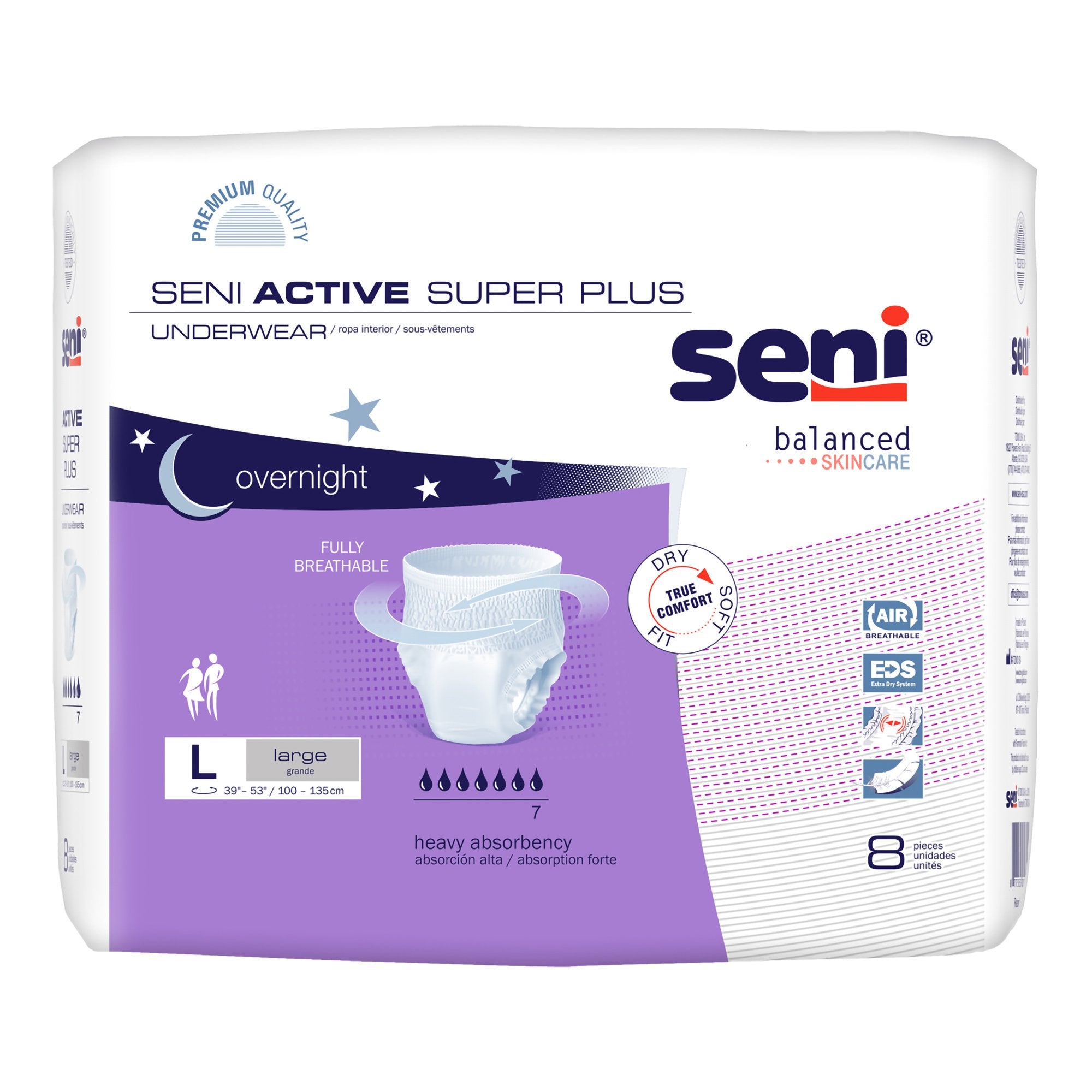 TZMO USA Inc - Unisex Adult Absorbent Underwear Seni® Active Super Plus Pull On with Tear Away Seams Large Disposable Heavy Absorbency [8/PK]