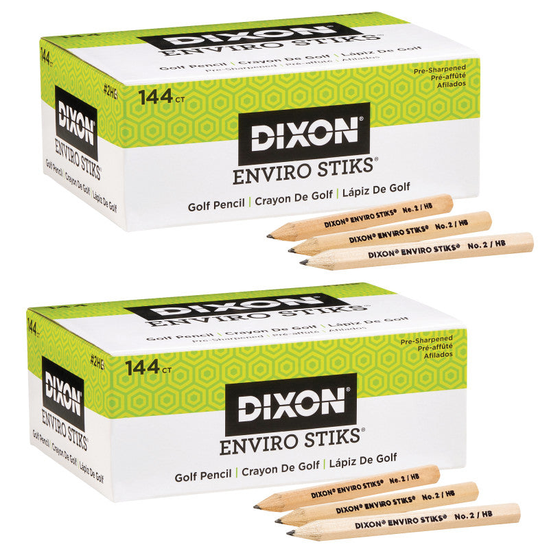 DIXON - EnviroStiks Golf Pencils, 144 Per Pack, 2 Packs
