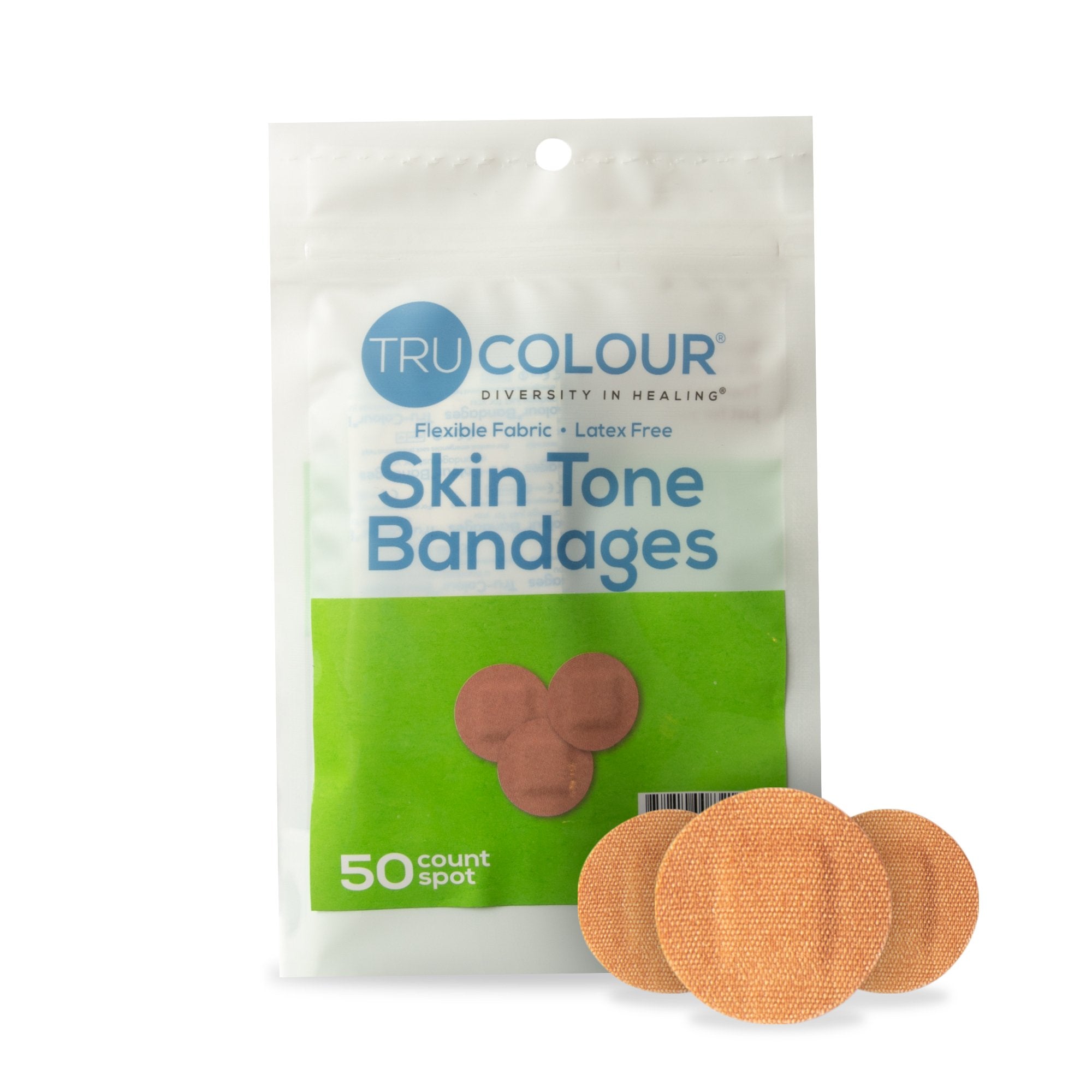 Tru-Colour Products LLC - Waterproof Adhesive Strip Tru-Colour® Fabric Spot s/b Round Olive Sterile [50/PK]