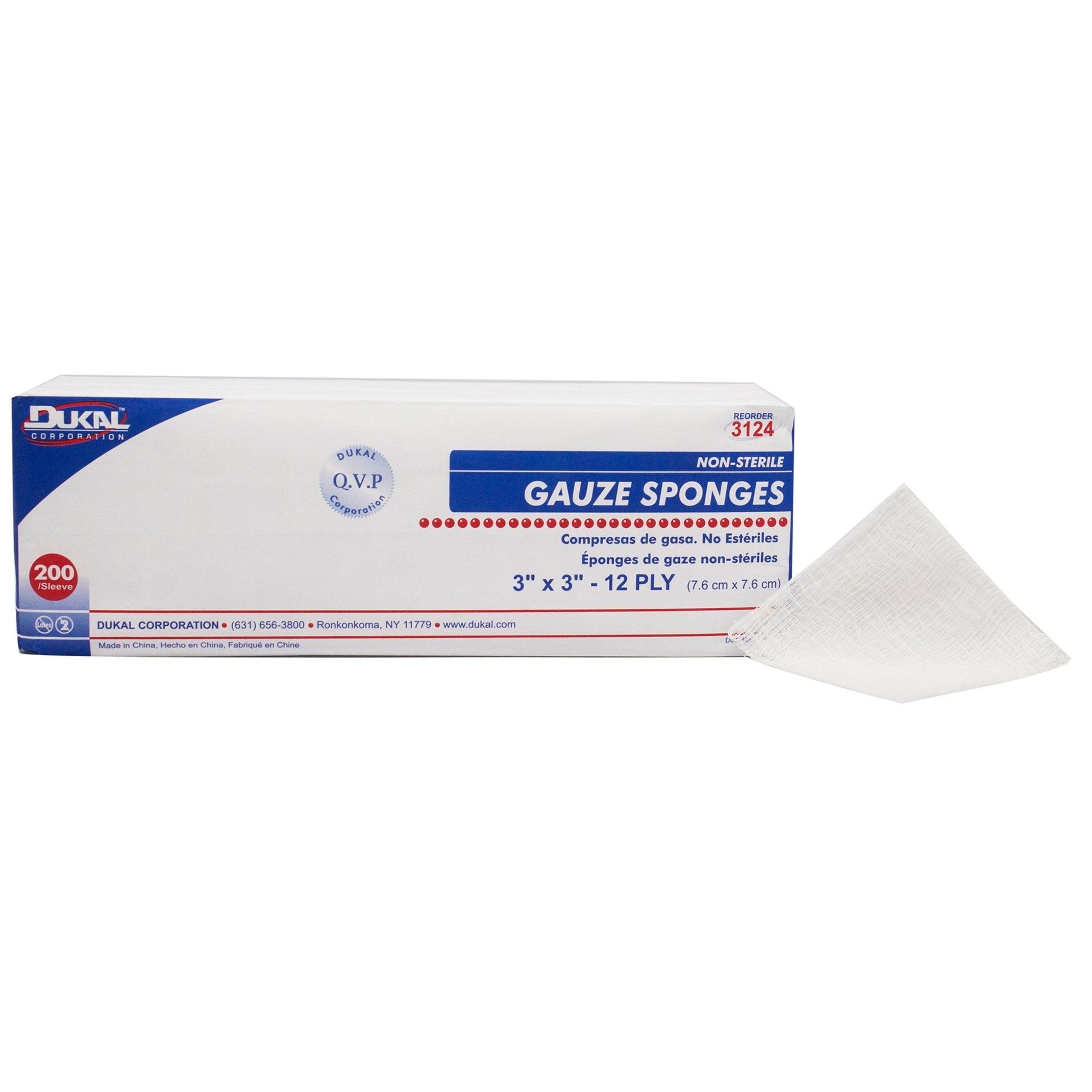 Dukal - Gauze Sponge Dukal™ 3 X 3 Inch 12-Ply NonSterile 200 per Pack [4000/CS]