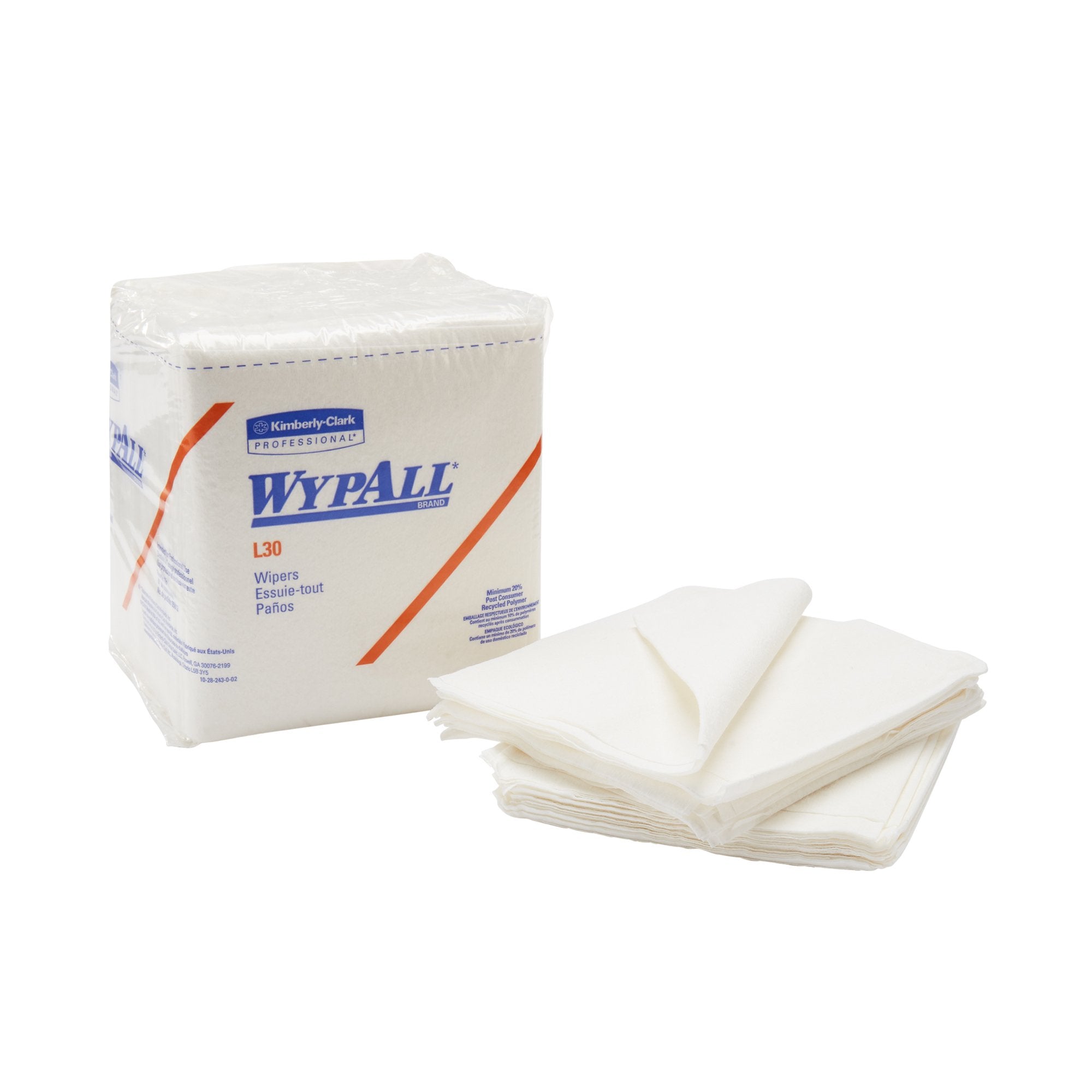 Kimberly Clark - Task Wipe WypAll® L30 Light Duty White NonSterile Double Re-Creped 12 X 12-1/2 Inch Disposable [1080/CS]