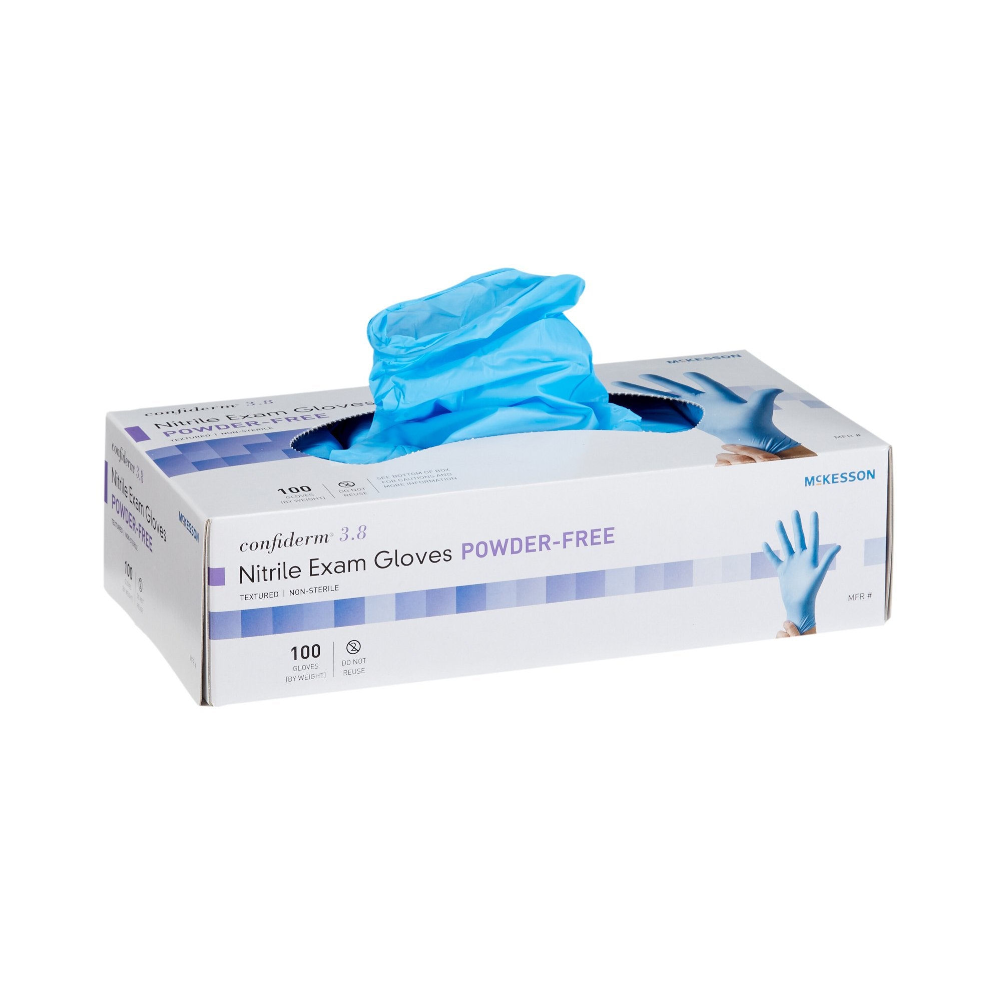 McKesson Brand - Exam Glove McKesson Confiderm® 3.8 Large NonSterile Nitrile Standard Cuff Length Textured Fingertips Blue Not Rated [1000/CS]