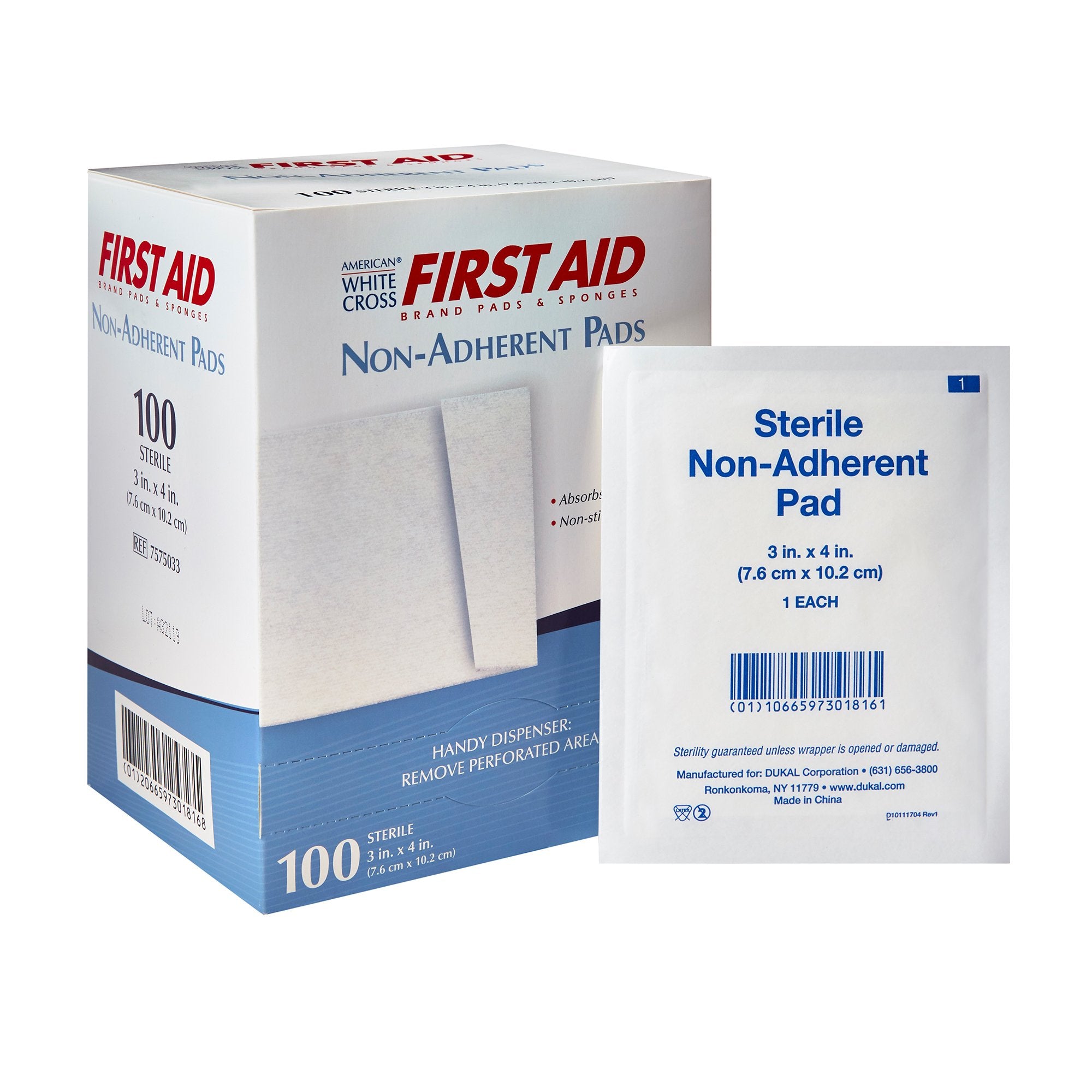 Dukal - Non-Adherent Dressing American White Cross 3 X 4 Inch Sterile 1 per Pack [1200/CS]