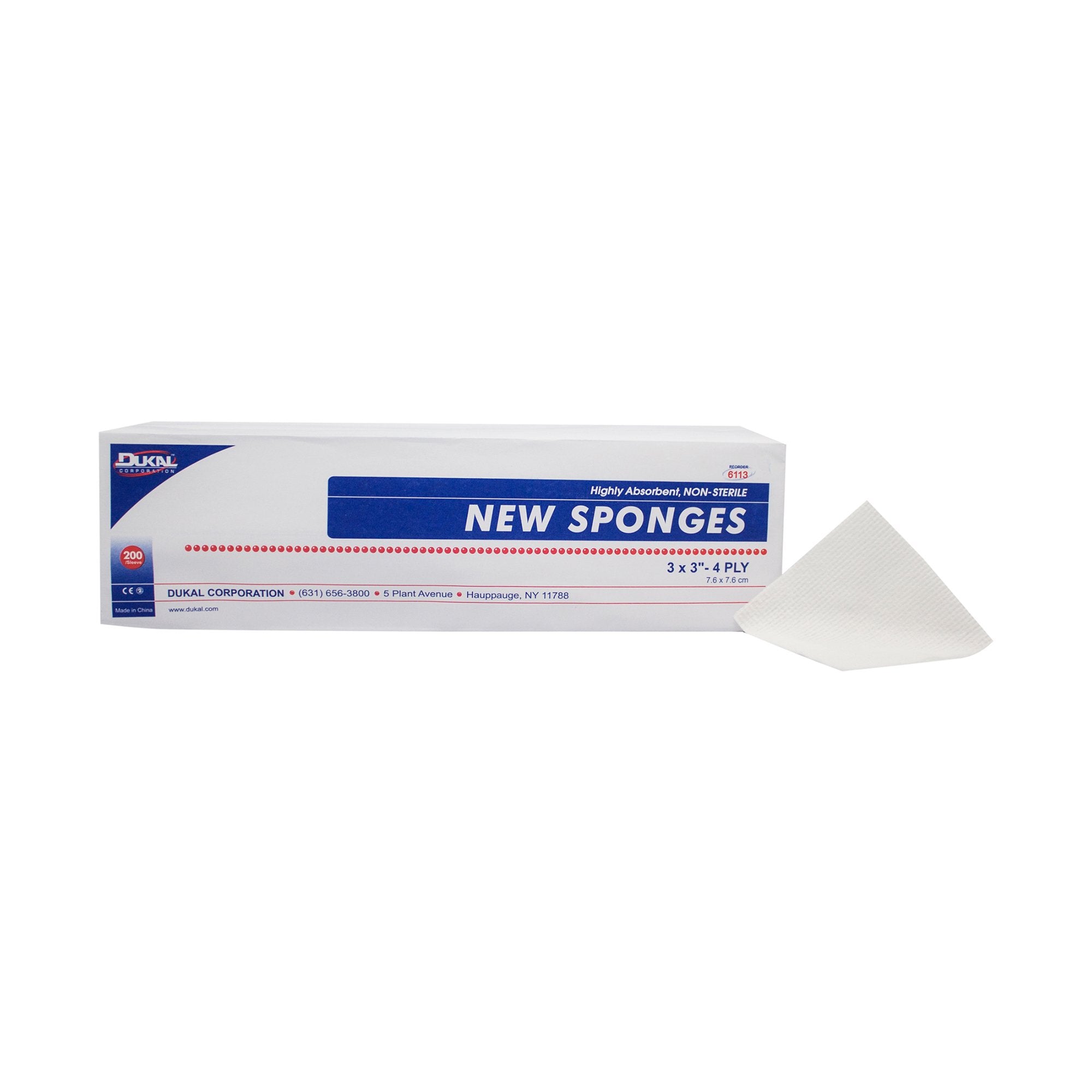 Dukal - Nonwoven Sponge Dukal™ 3 X 3 Inch 4-Ply NonSterile 200 per Pack [20/CS]