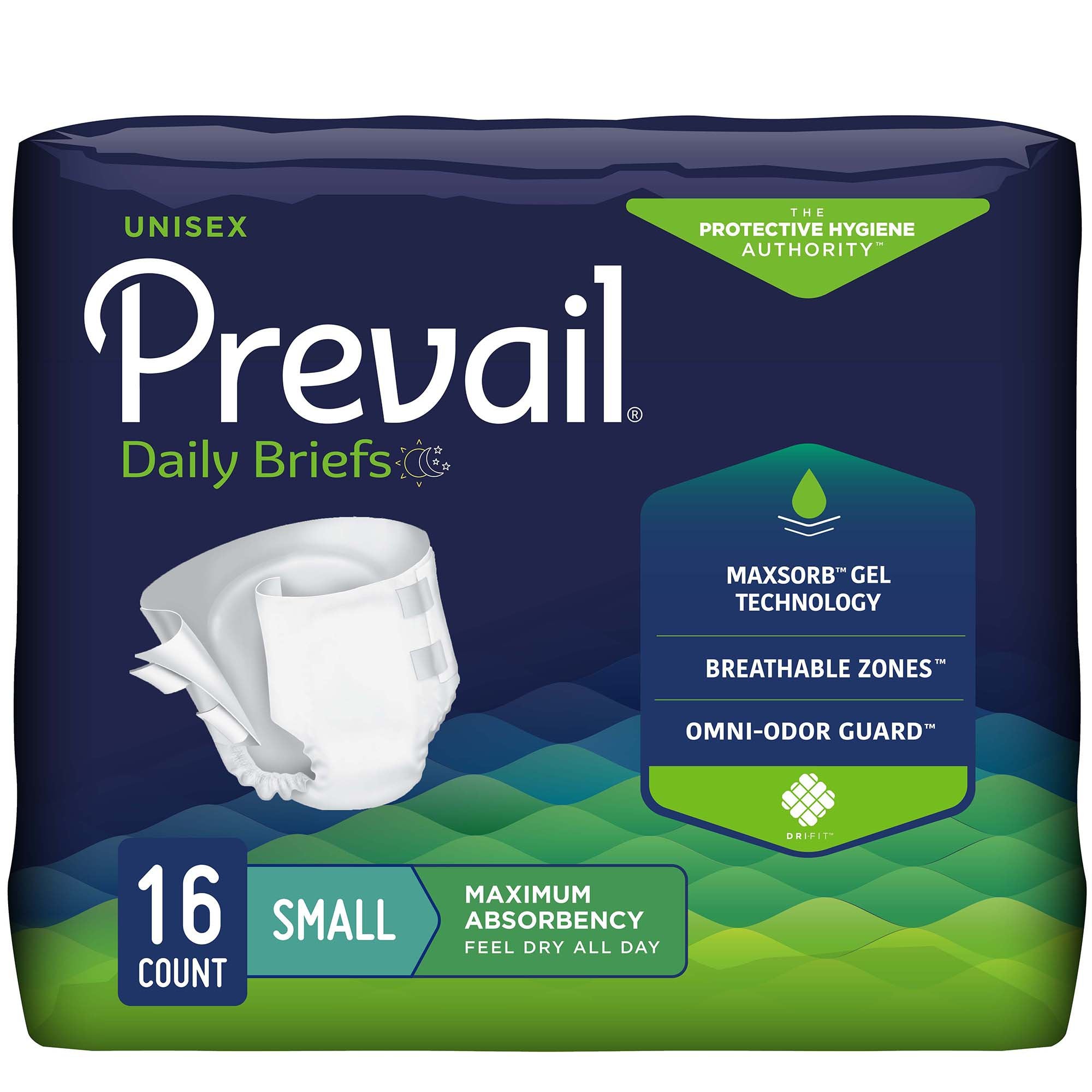 First Quality - Unisex Adult Incontinence Brief Prevail® Daily Small Disposable Heavy Absorbency [6/CS]