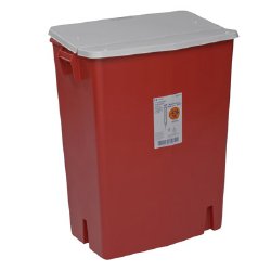 Cardinal - Sharps Container SharpSafety™ Red Base 27-1/2 H X 15-1/4 D X 21-1/4 W Inch Horizontal / Vertical Entry 30 Gallon [3/CS]