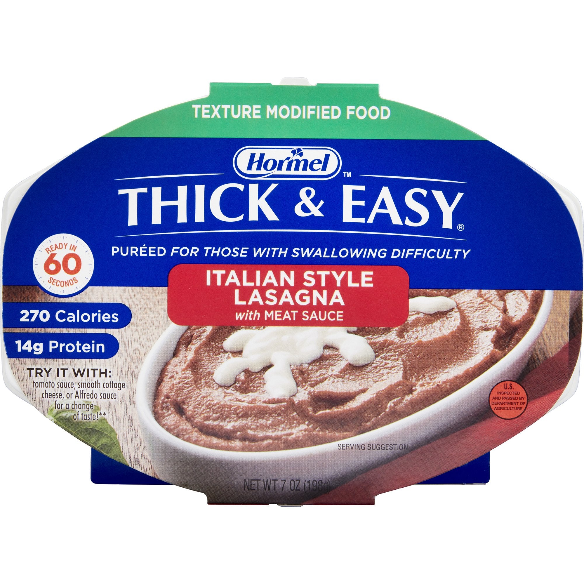 Hormel Food Sales - Thickened Food Thick & Easy® Purees 7 oz. Tray Italian Style Beef Lasagna Flavor Puree IDDSI Level 2 Mildly Thick [7/CS]