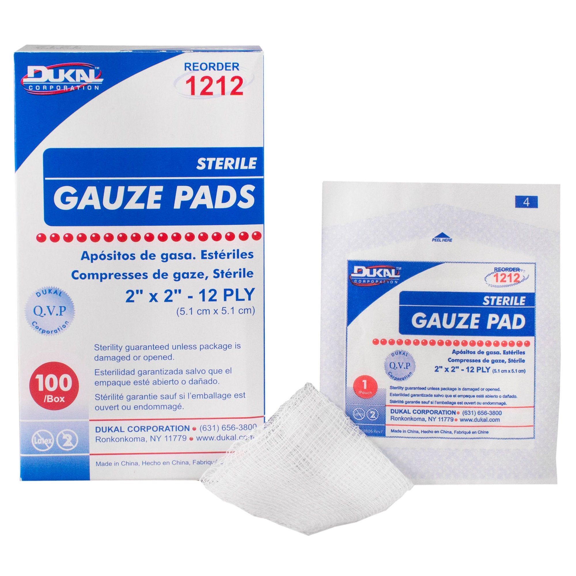 Dukal - Gauze Sponge Dukal™ 2 X 2 Inch 12-Ply Sterile 1 per Pack [2400/CS]