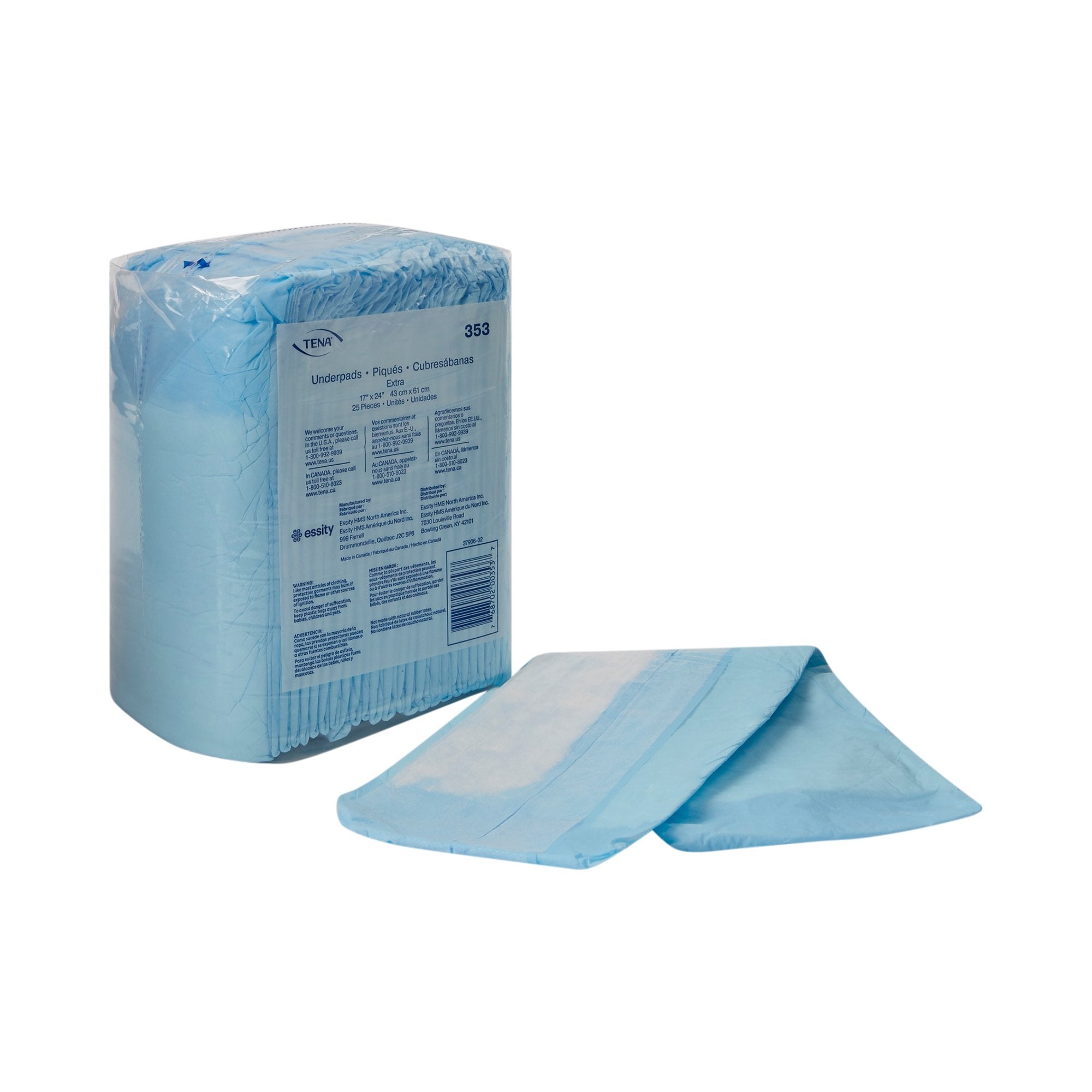 Essity HMS North America Inc - Disposable Underpad TENA® Extra 17 X 24 Inch Polymer Light Absorbency [12/CS]