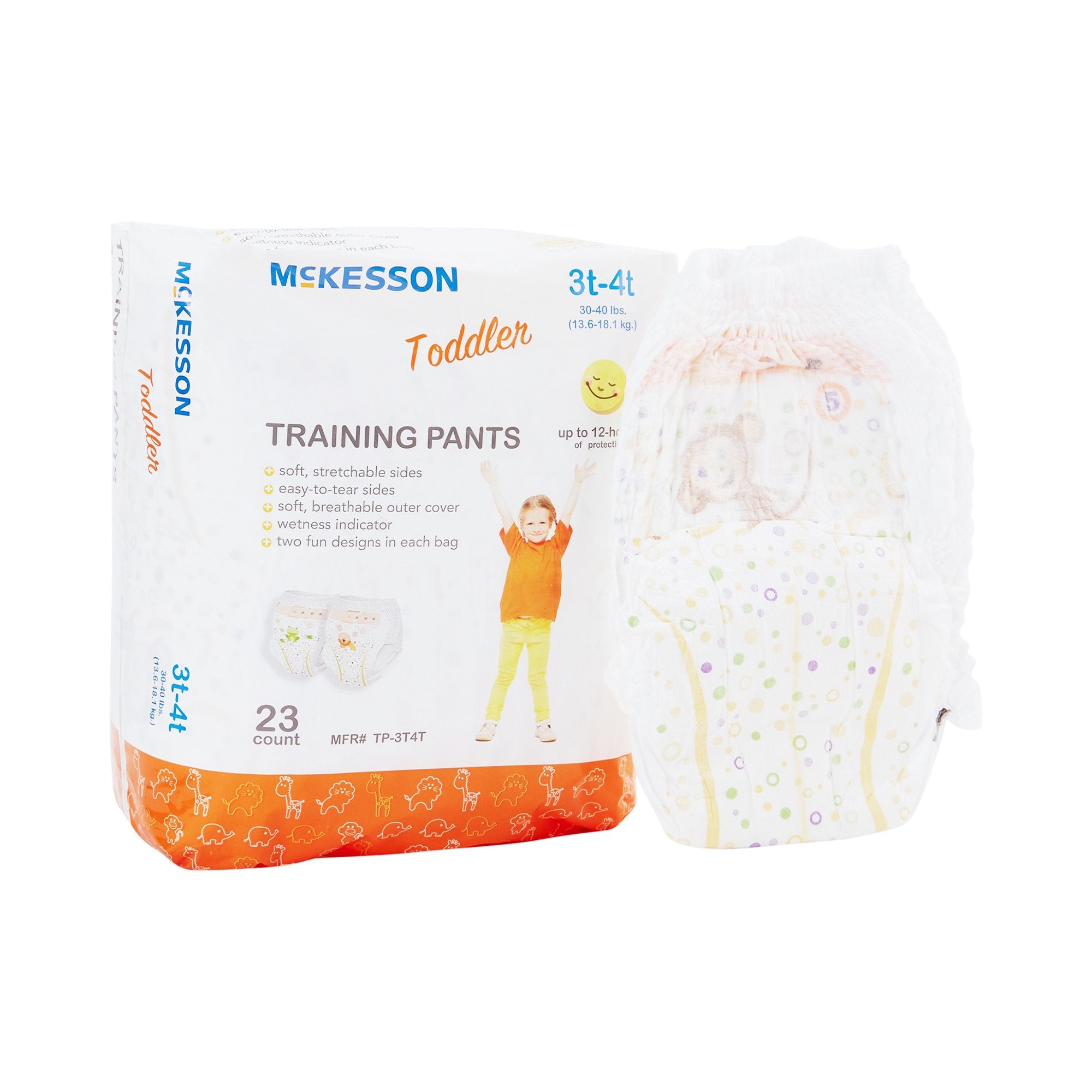 McKesson Brand - Unisex Toddler Training Pants McKesson Pull On with Tear Away Seams Size 3T to 4T Disposable Heavy Absorbency [4/CS]