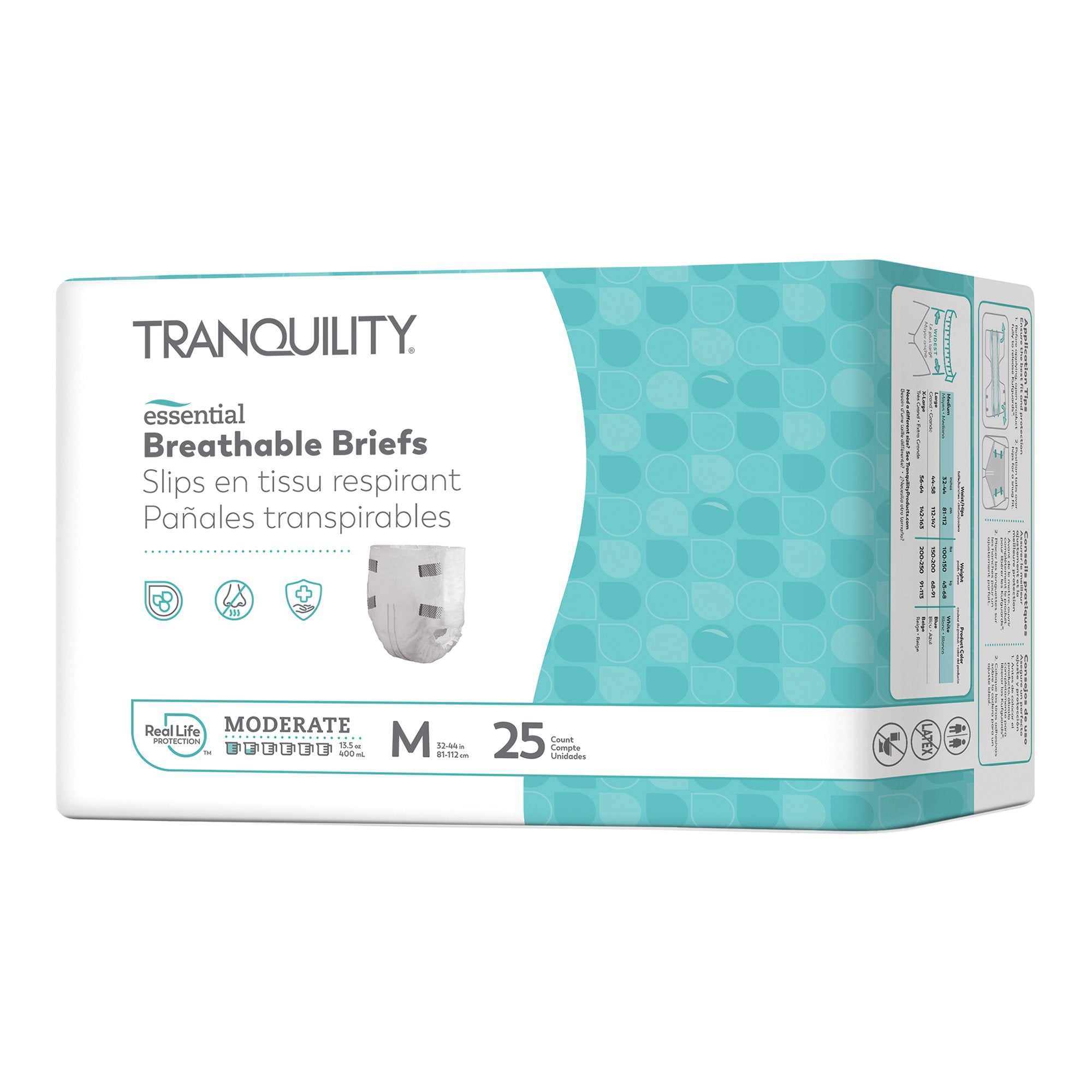 Principle Business Enterprises - Unisex Adult Incontinence Brief Tranquility® Essential Medium Disposable Moderate Absorbency [100/CS]