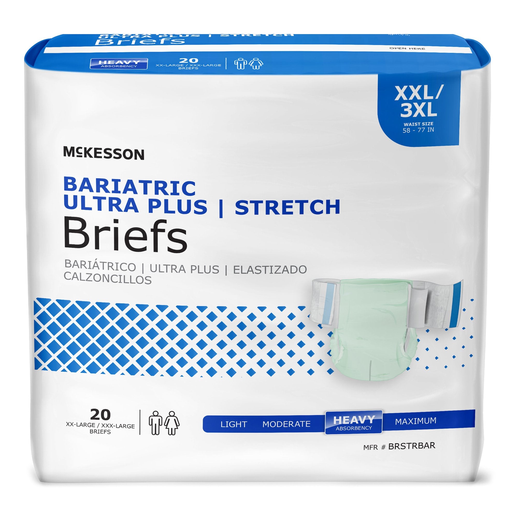 McKesson Brand - Unisex Adult Incontinence Brief McKesson Ultra Plus Stretch 2X-Large / 3X-Large Disposable Heavy Absorbency [80/CS]