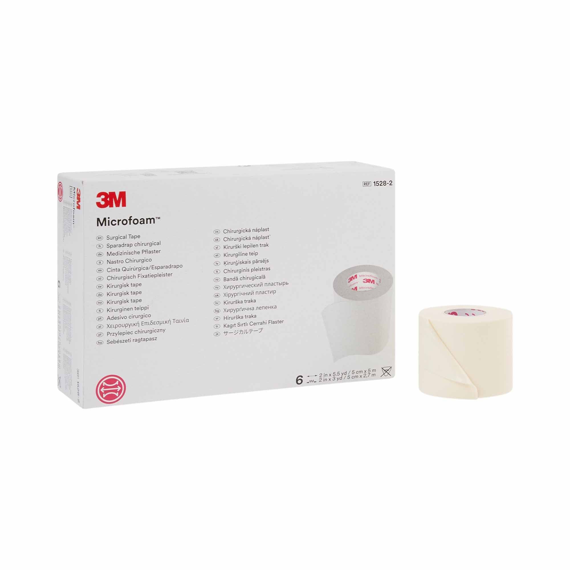 Solventum Corporation - Medical Tape 3M™ Microfoam™ White 2 Inch X 5-1/2 Yard Elastic / Foam NonSterile [36/CS]