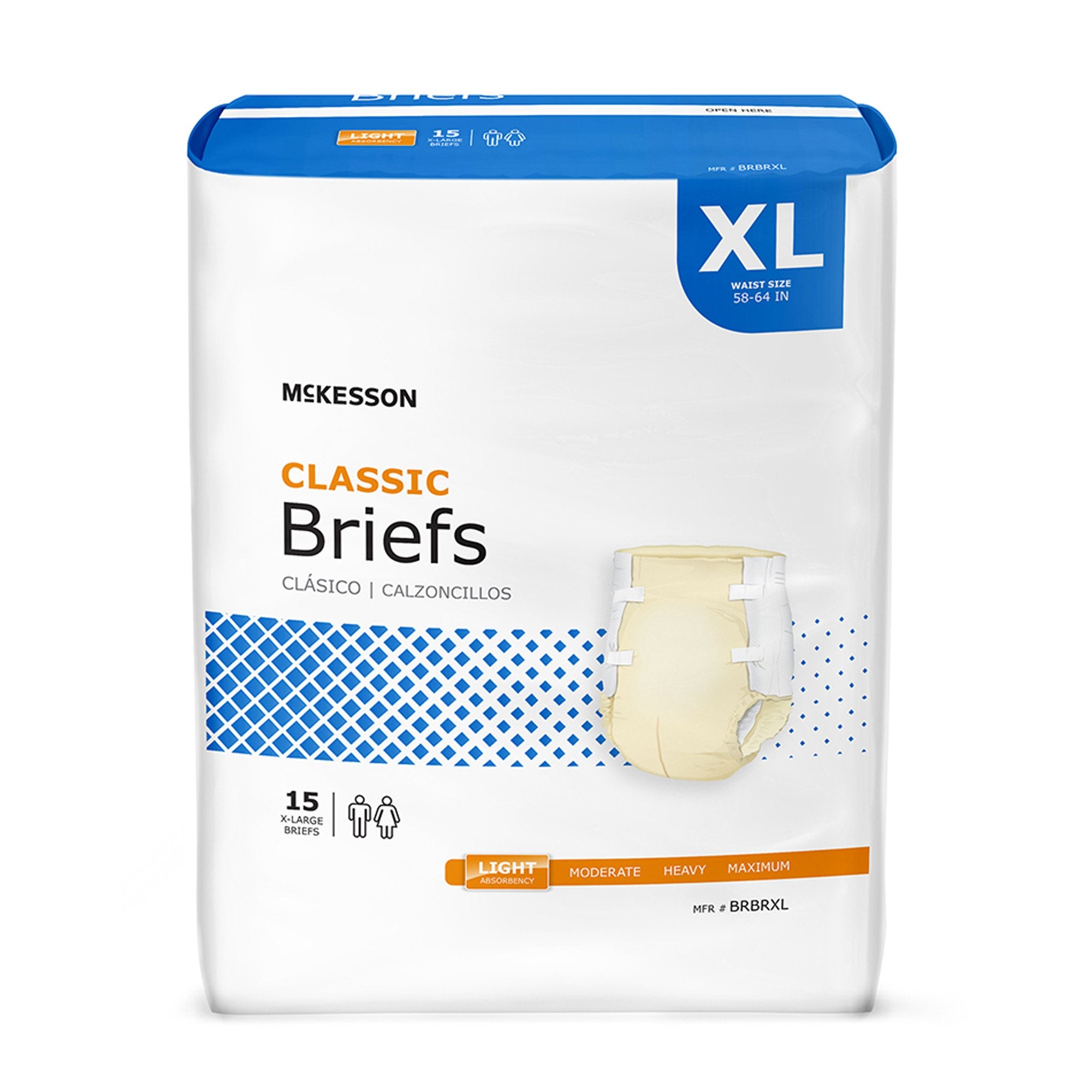 McKesson Brand - Unisex Adult Incontinence Brief McKesson Classic X-Large Disposable Light Absorbency [60/CS]