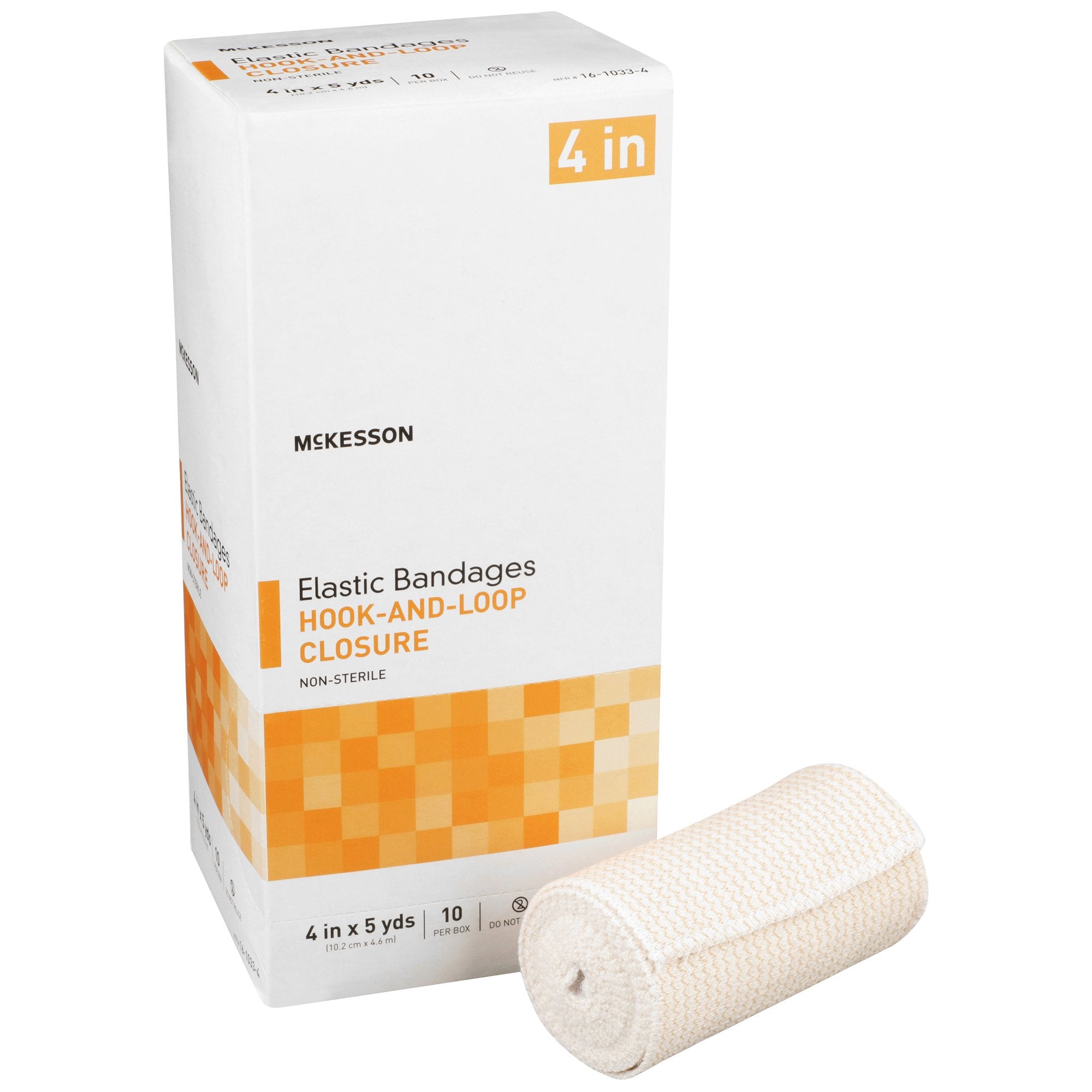 McKesson Brand - Elastic Bandage McKesson 4 Inch X 5 Yard Single Hook and Loop Closure Tan NonSterile Standard Compression [50/CS] (454620_CS)