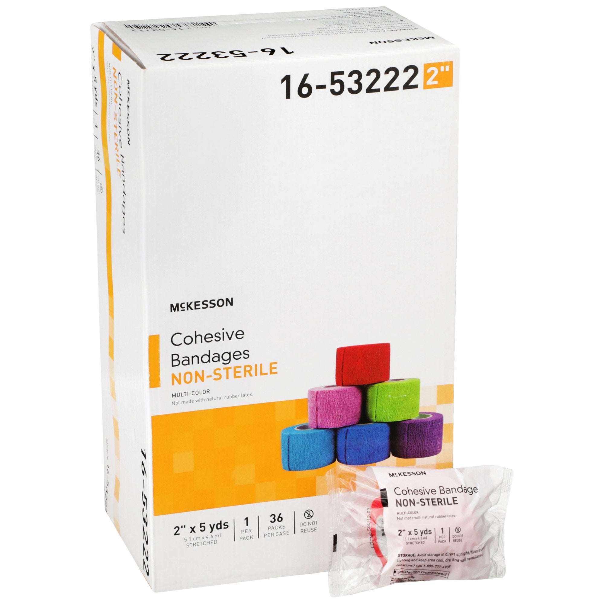 McKesson Brand - Cohesive Bandage McKesson 2 Inch X 5 Yard Self-adherent Closure Purple / Pink / Green / Light Blue / Royal Blue / Red NonSterile Standard Compression [36/CS] (1032955_CS)