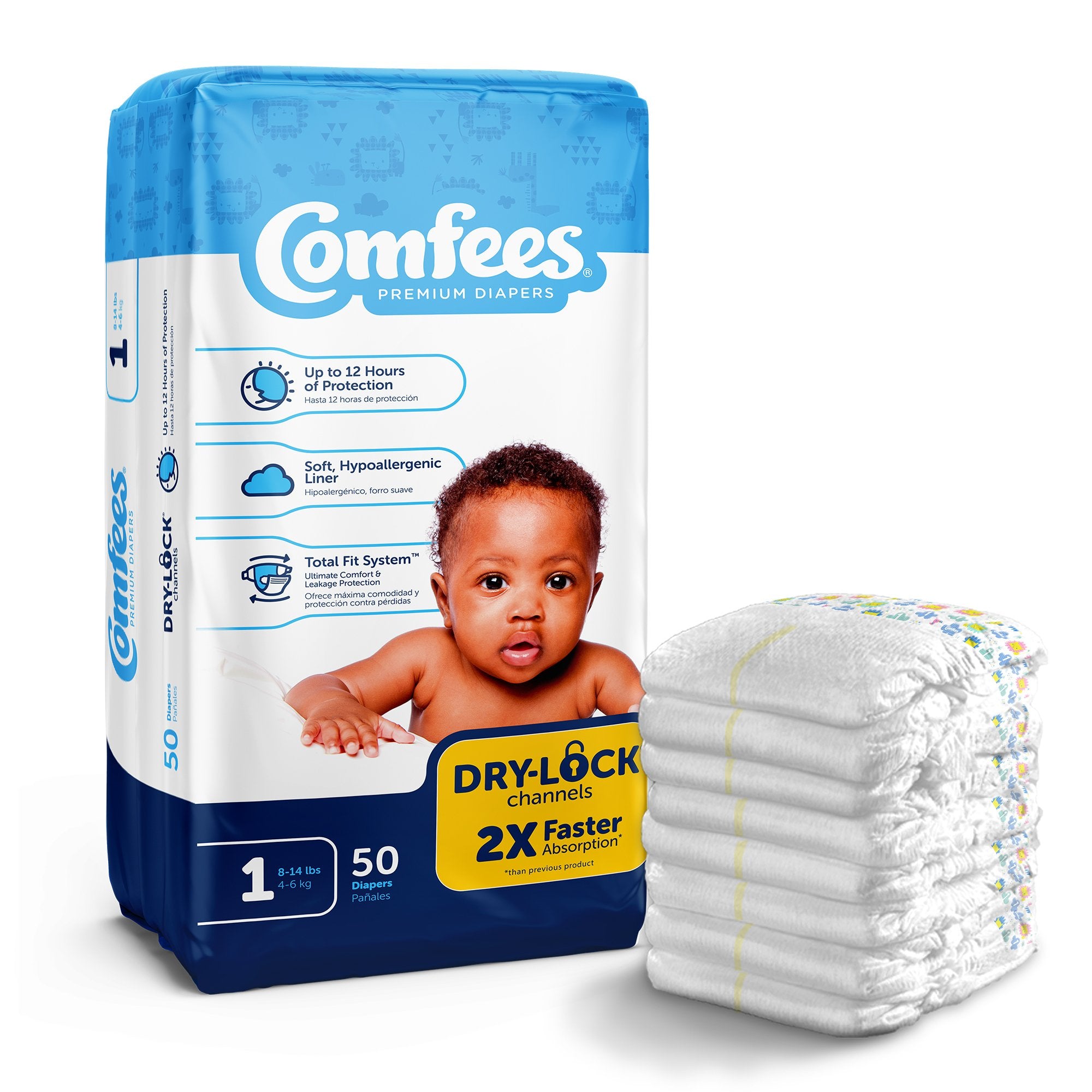 Attends Healthcare Products - Unisex Baby Diaper Comfees® Size 1 Disposable Moderate Absorbency [200/CS]