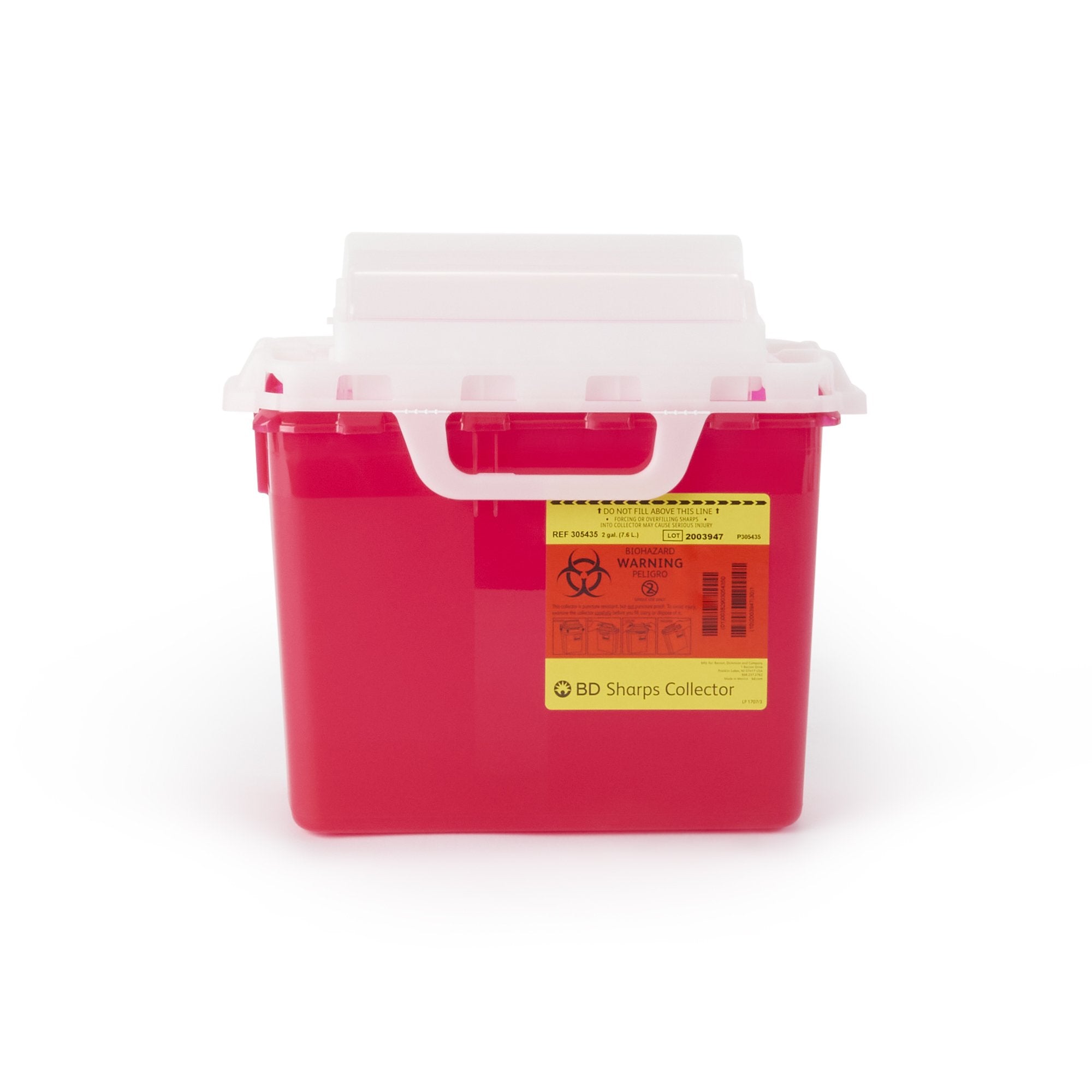 BD - Sharps Container BD™ Red Base 12-1/2 H X 10-7/10 W X 6 D Inch Horizontal Entry 2 Gallon [10/CS]