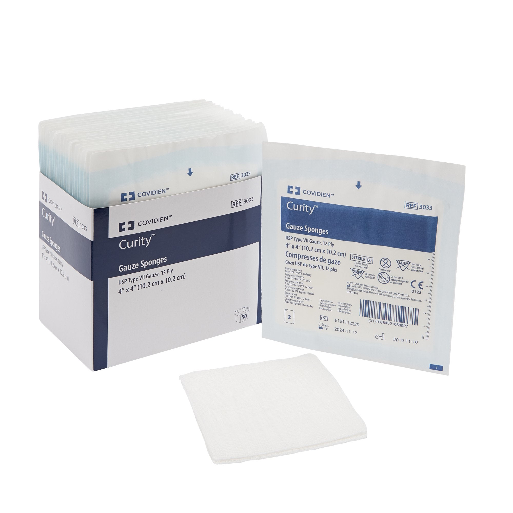 Cardinal - Gauze Sponge Curity™ 4 X 4 Inch 12-Ply Sterile 2 per Pack [600/CS]