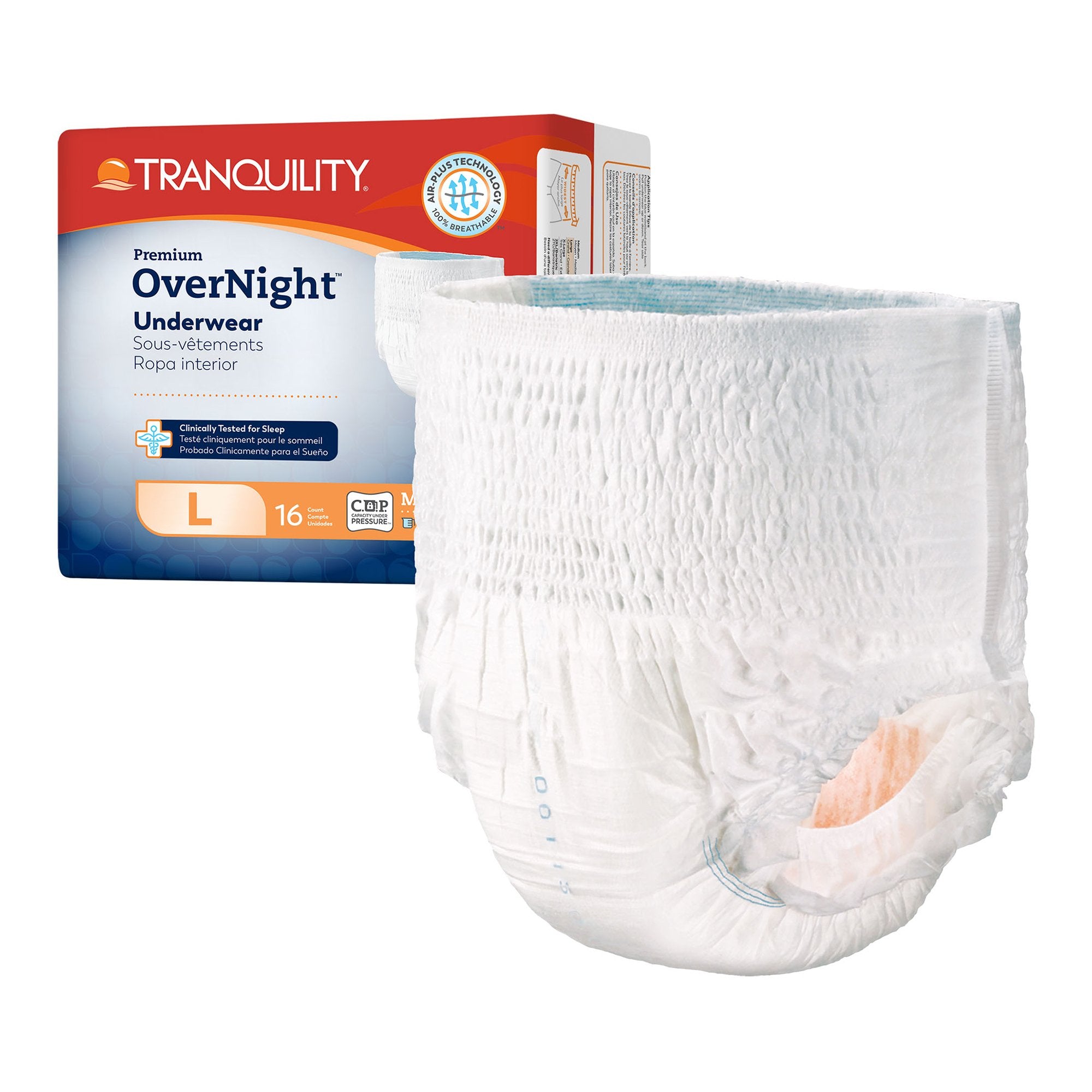 Principle Business Enterprises - Unisex Adult Absorbent Underwear Tranquility® Premium OverNight™ Pull On with Tear Away Seams Large Disposable Heavy Absorbency [64/CS]