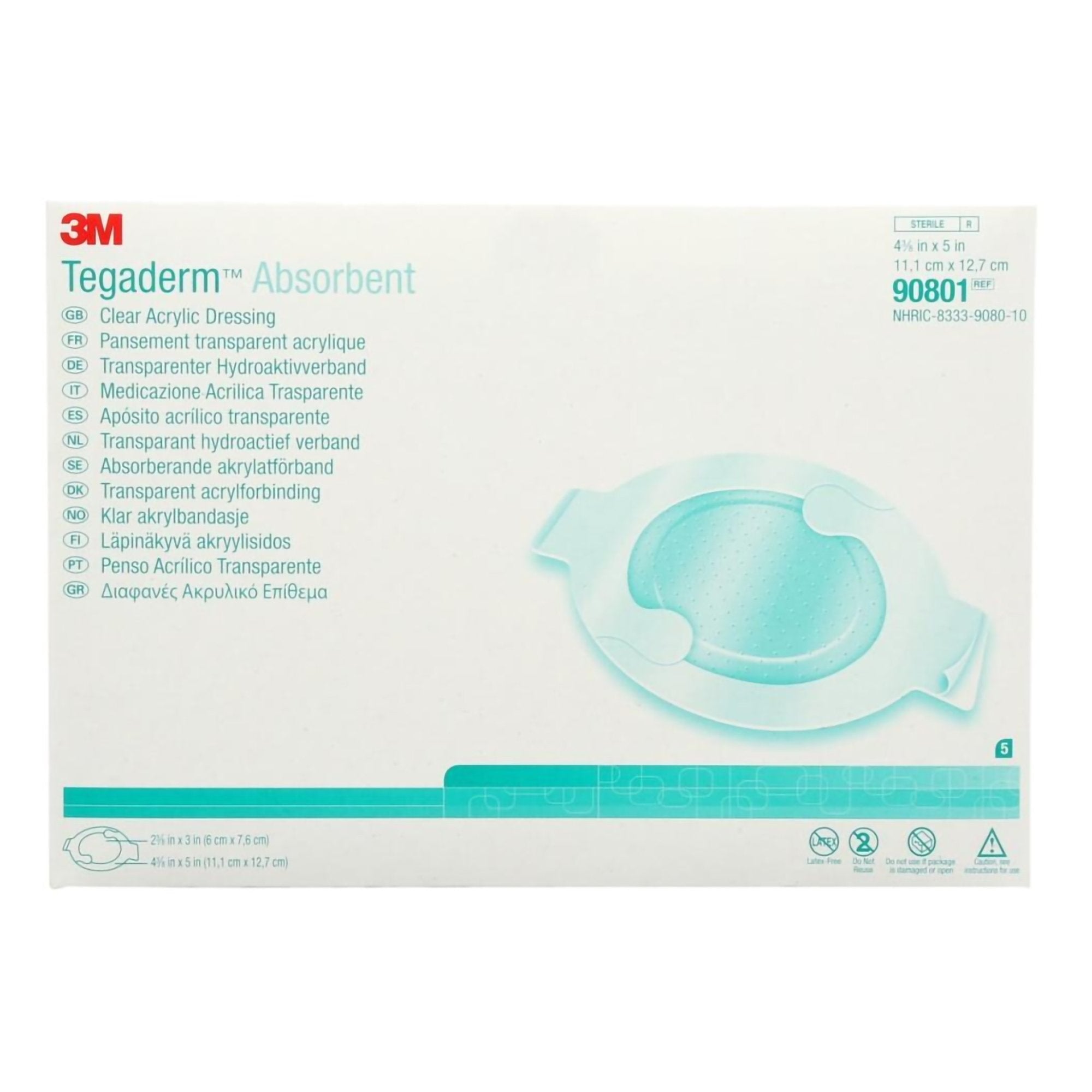 Solventum Corporation - Absorbent Transparent Film Dressing 3M™ Tegaderm™ Absorbent 4-3/8 X 5 Inch Oval Sterile [40/CS]