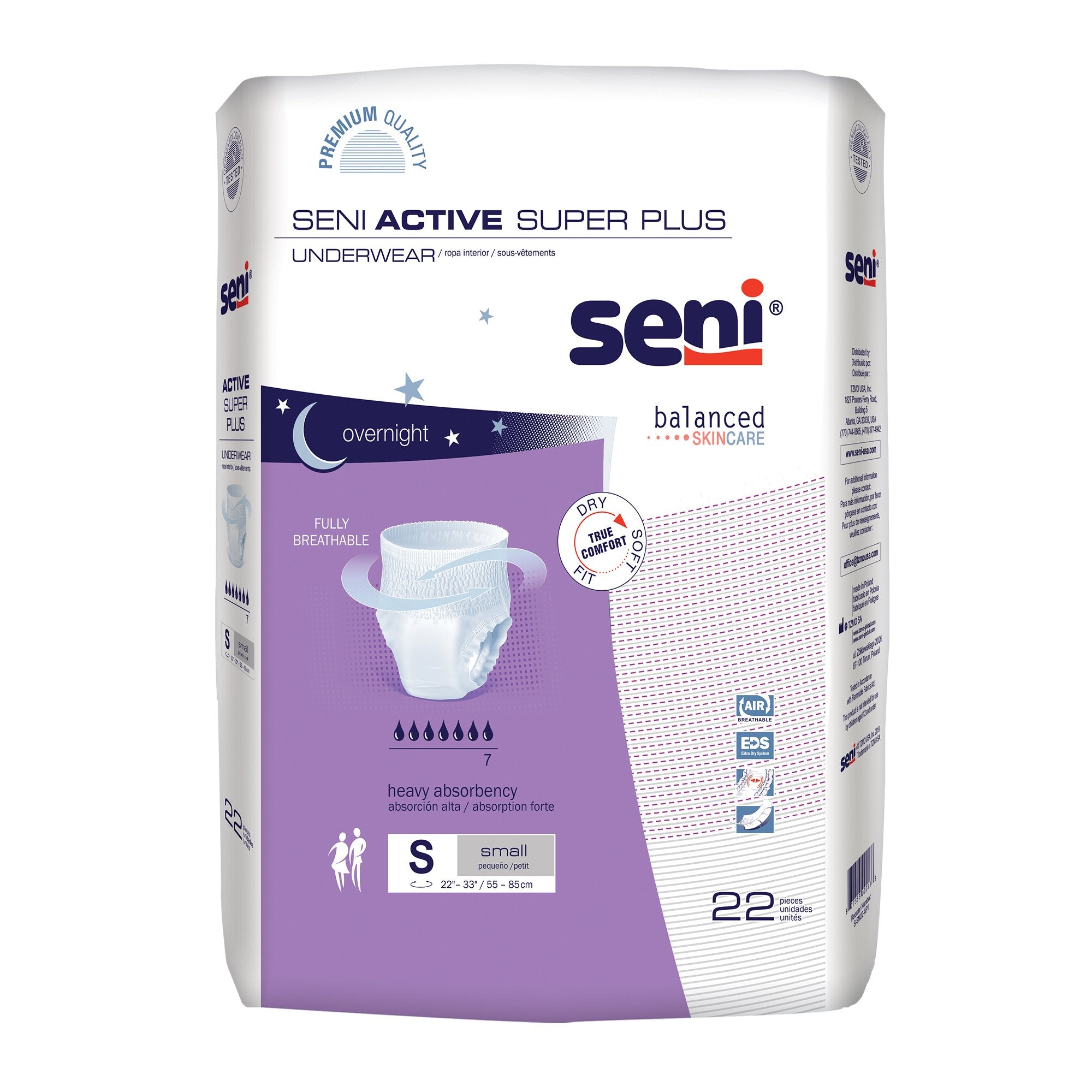 TZMO USA Inc - Unisex Adult Absorbent Underwear Seni® Active Super Plus Pull On with Tear Away Seams Small Disposable Heavy Absorbency [88/CS]