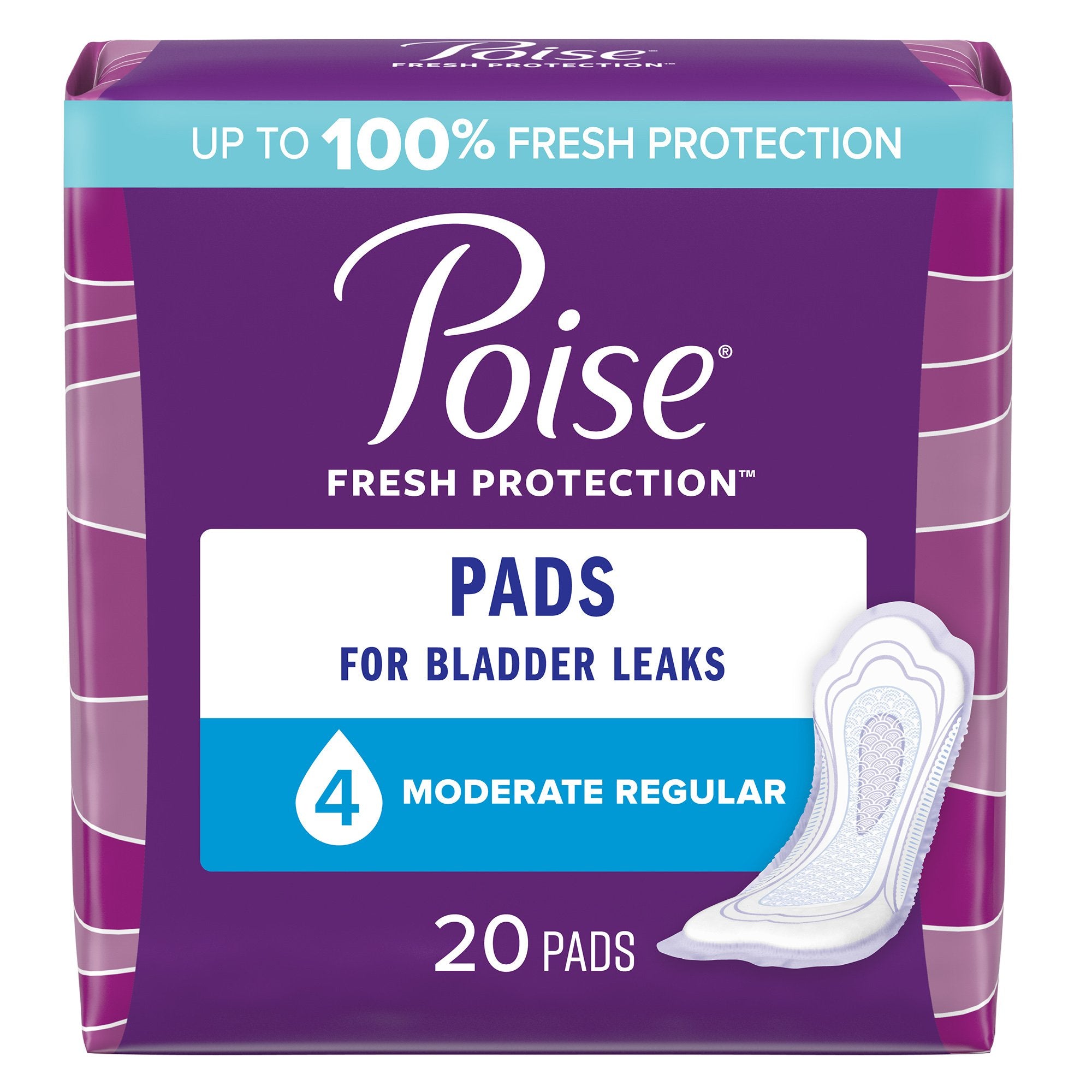 Kimberly Clark - Bladder Control Pad Poise® Fresh Protection™ 10.9 Inch Length Moderate Absorbency Sodium Polyacrylate Core Regular [120/CS]