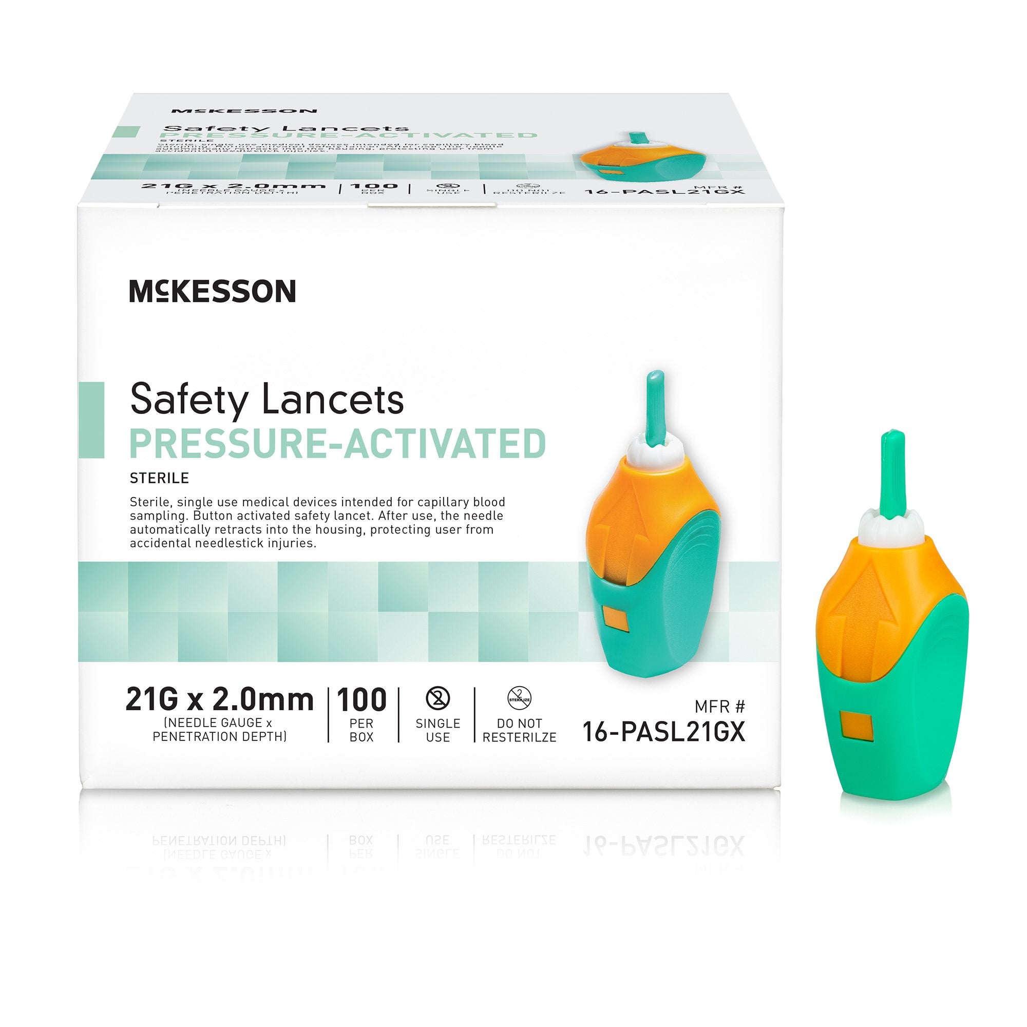 McKesson Brand - Safety Lancet McKesson 21 Gauge Retractable Pressure Activated Finger [2000/CS]
