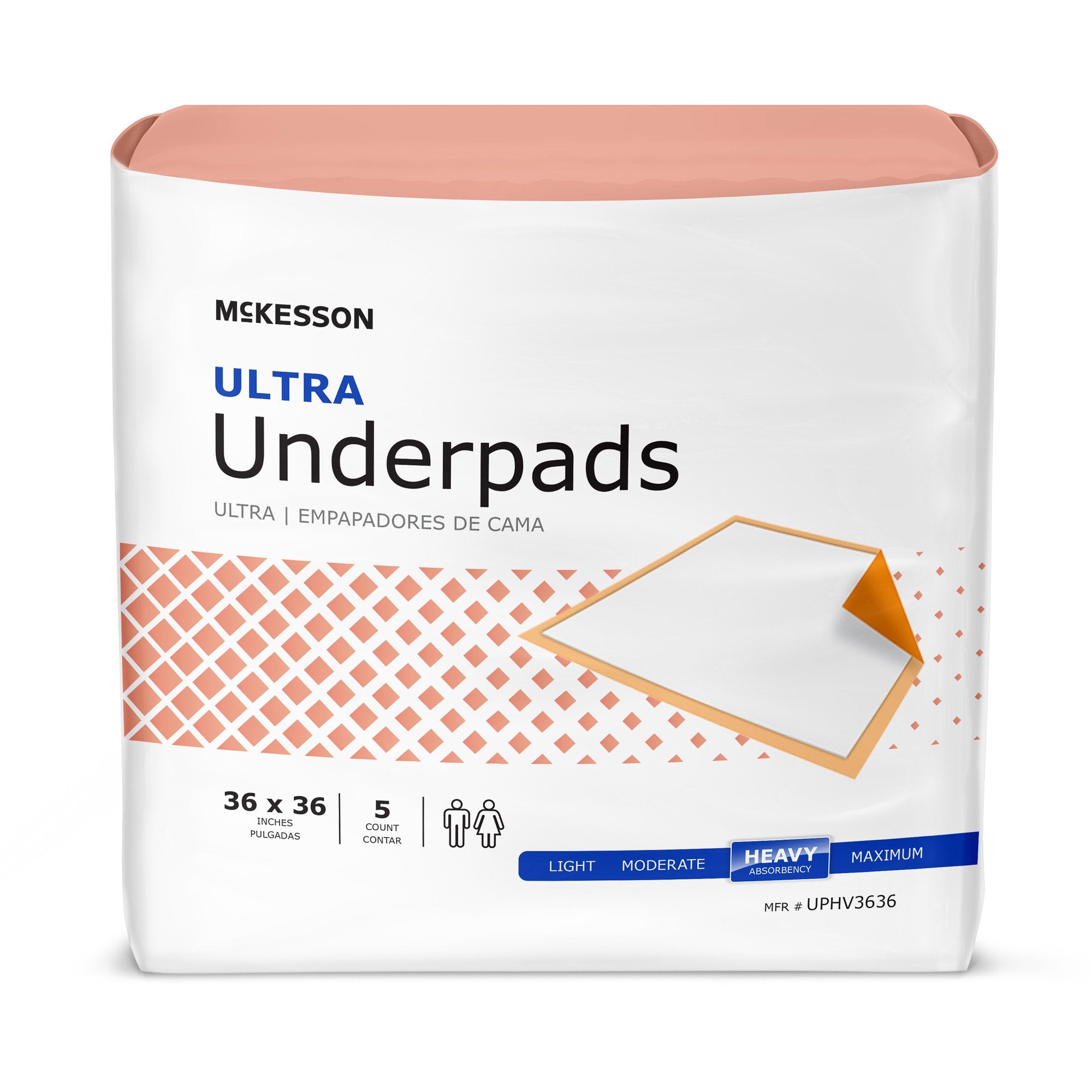 McKesson Brand - Disposable Underpad McKesson Ultra 36 X 36 Inch Fluff / Polymer Heavy Absorbency [50/CS]