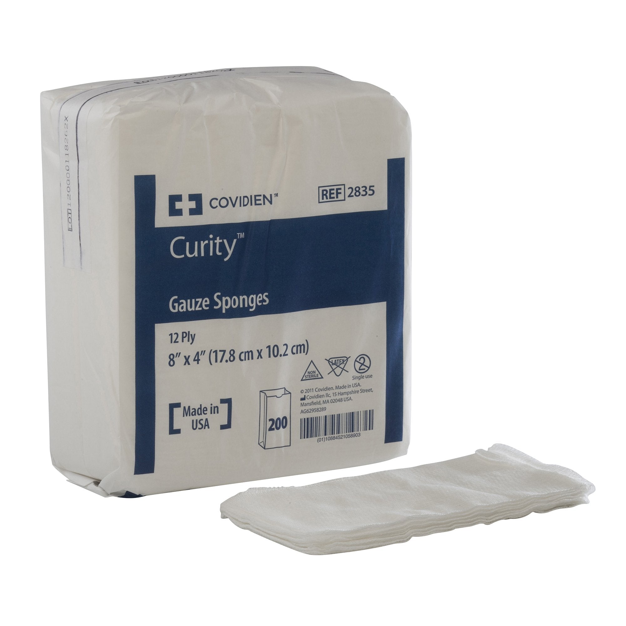 Cardinal - Gauze Sponge Curity™ 4 X 8 Inch 12-Ply NonSterile 200 per Pack [2000/CS]