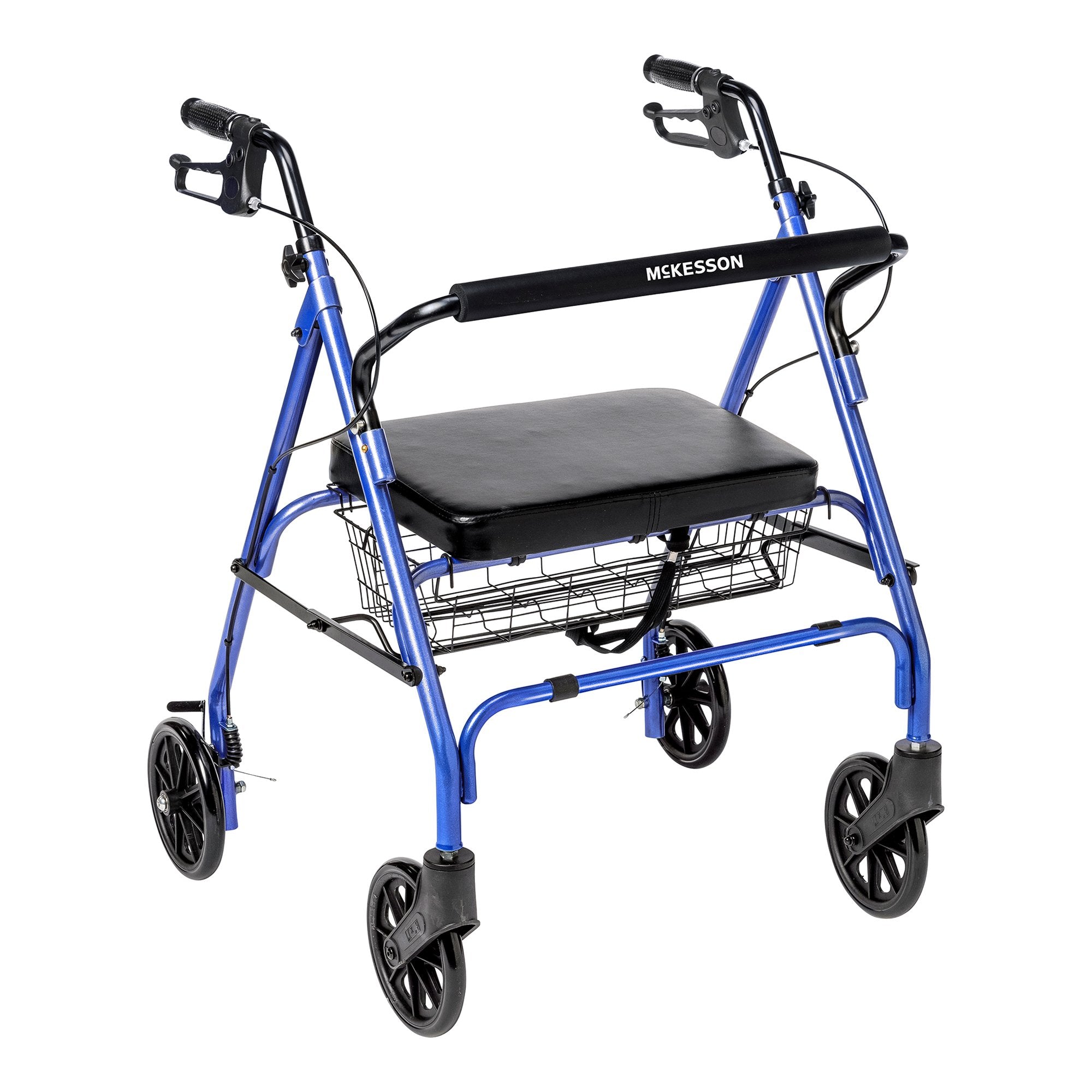 McKesson Brand - Bariatric 4 Wheel Rollator McKesson Blue Adjustable Height / Folding Steel Frame [1/CS]