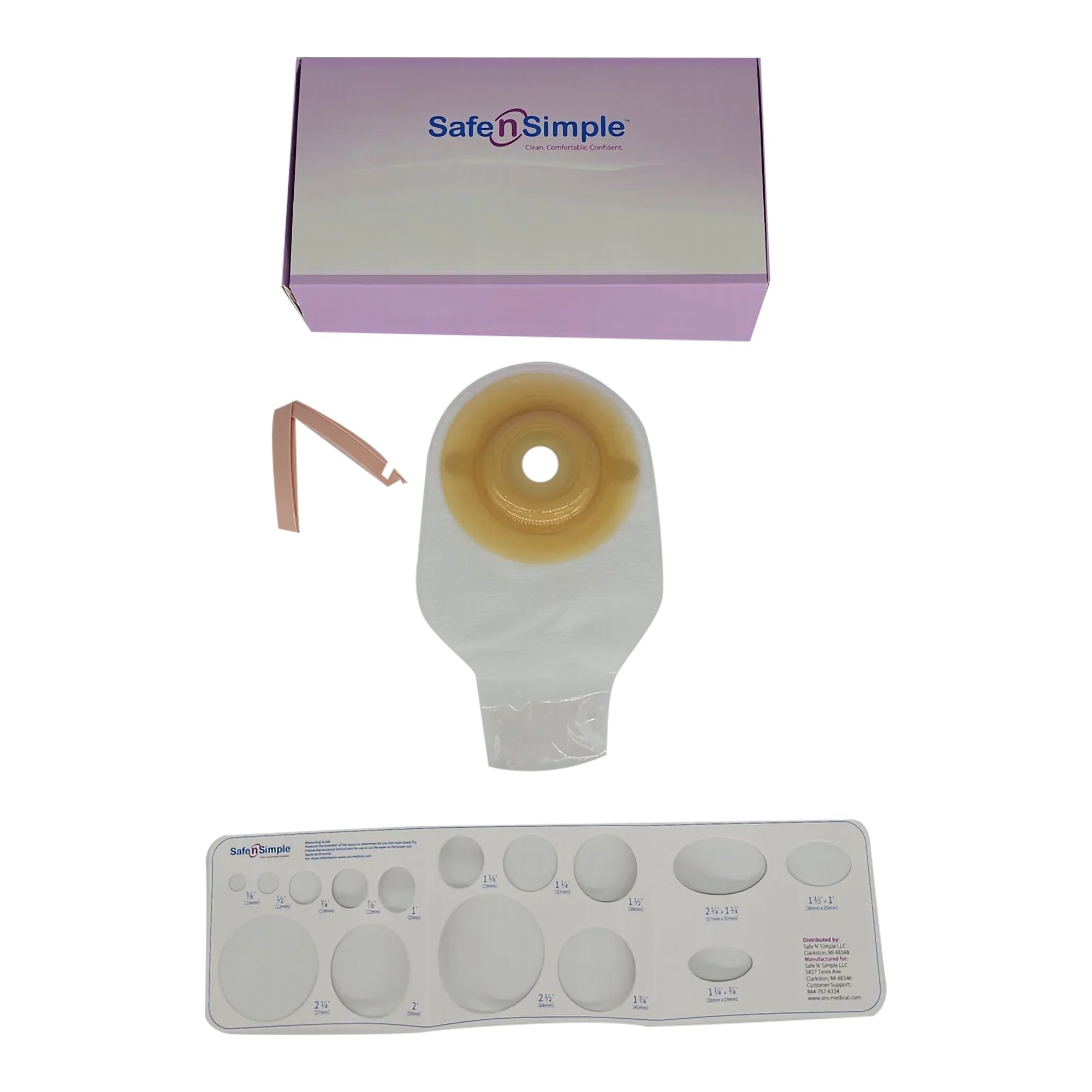 Safe N Simple - Ostomy Pouch Safe n Simple™ One-Piece System 12 Inch Length Convex, Pre-Cut 1 Inch Stoma Drainable [80/CS]