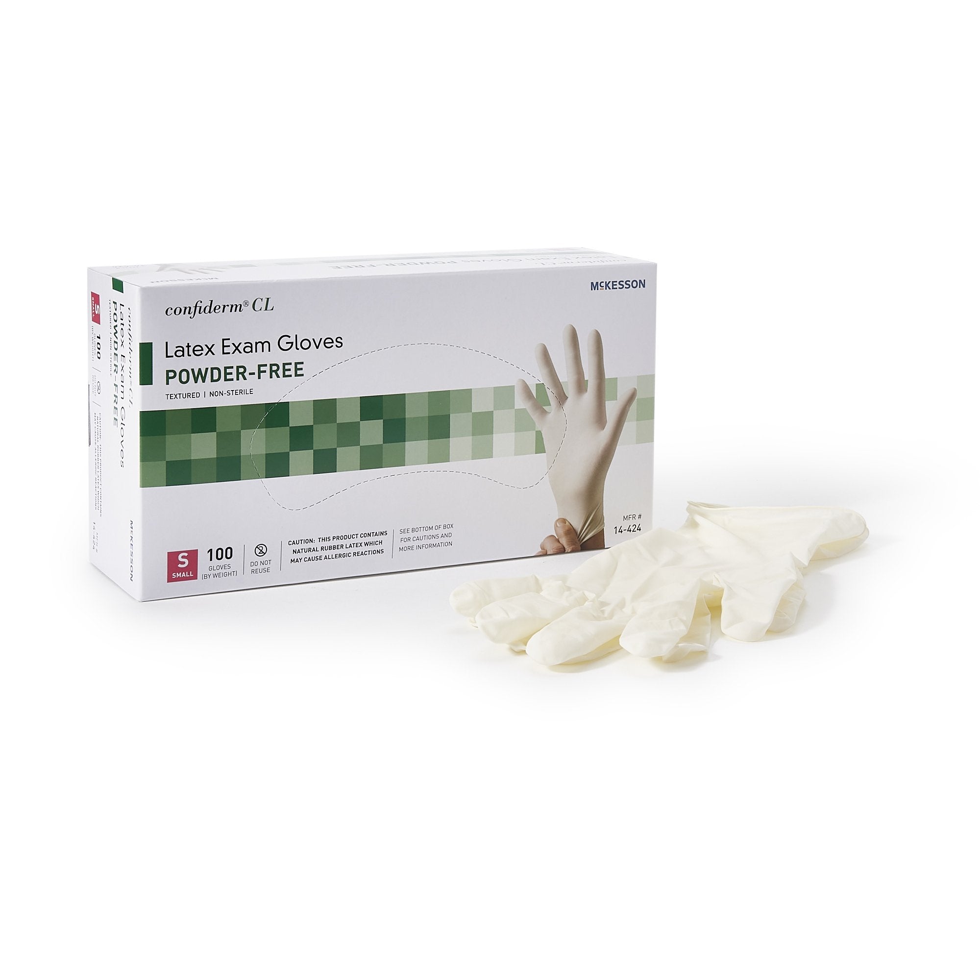 McKesson Brand - Exam Glove McKesson Confiderm® Small NonSterile Latex Standard Cuff Length Textured Fingertips Ivory Not Rated [1000/CS]