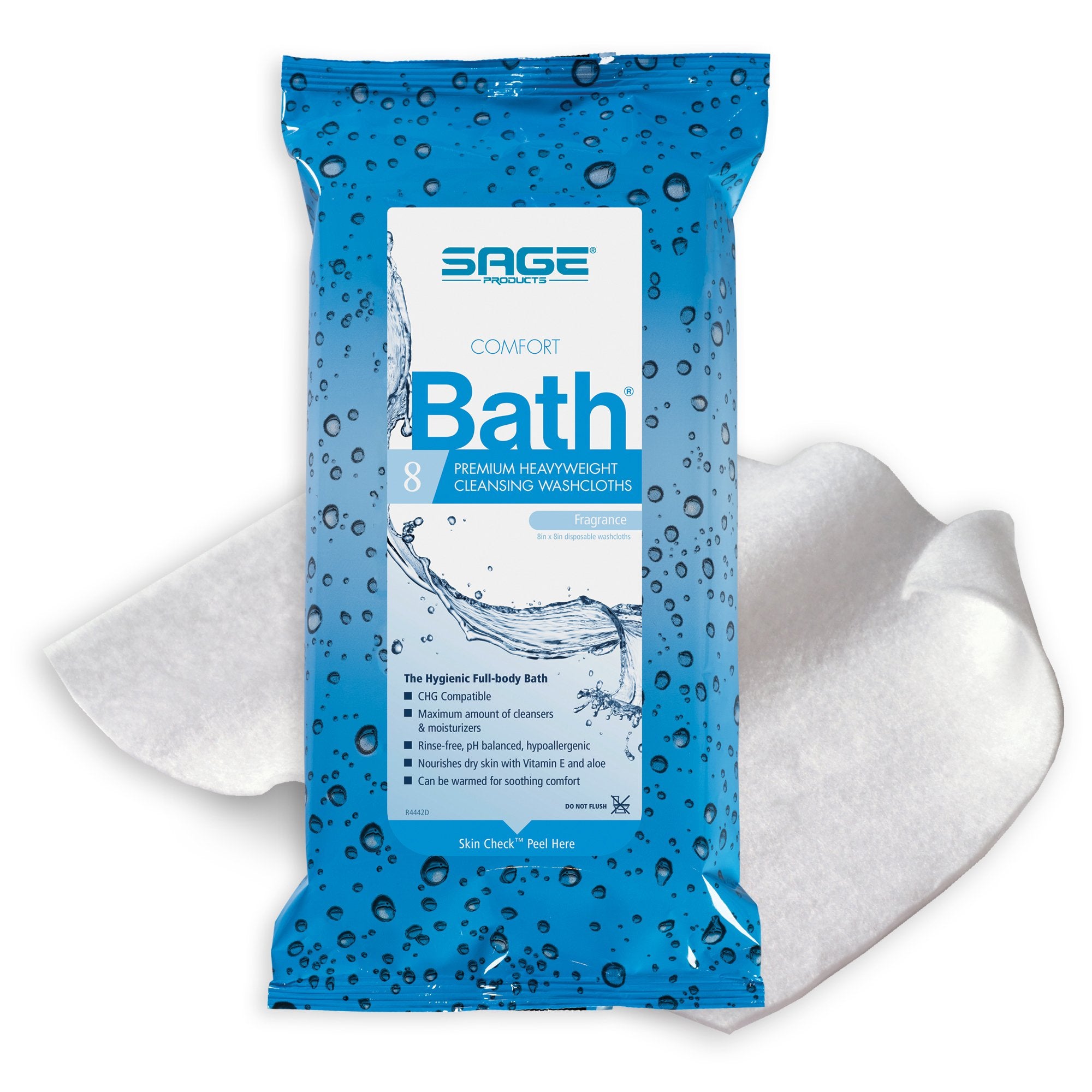 Sage Products - Rinse-Free Bath Wipe Comfort Bath® Premium Heavyweight Soft Pack Scented 8 Count [352/CS]