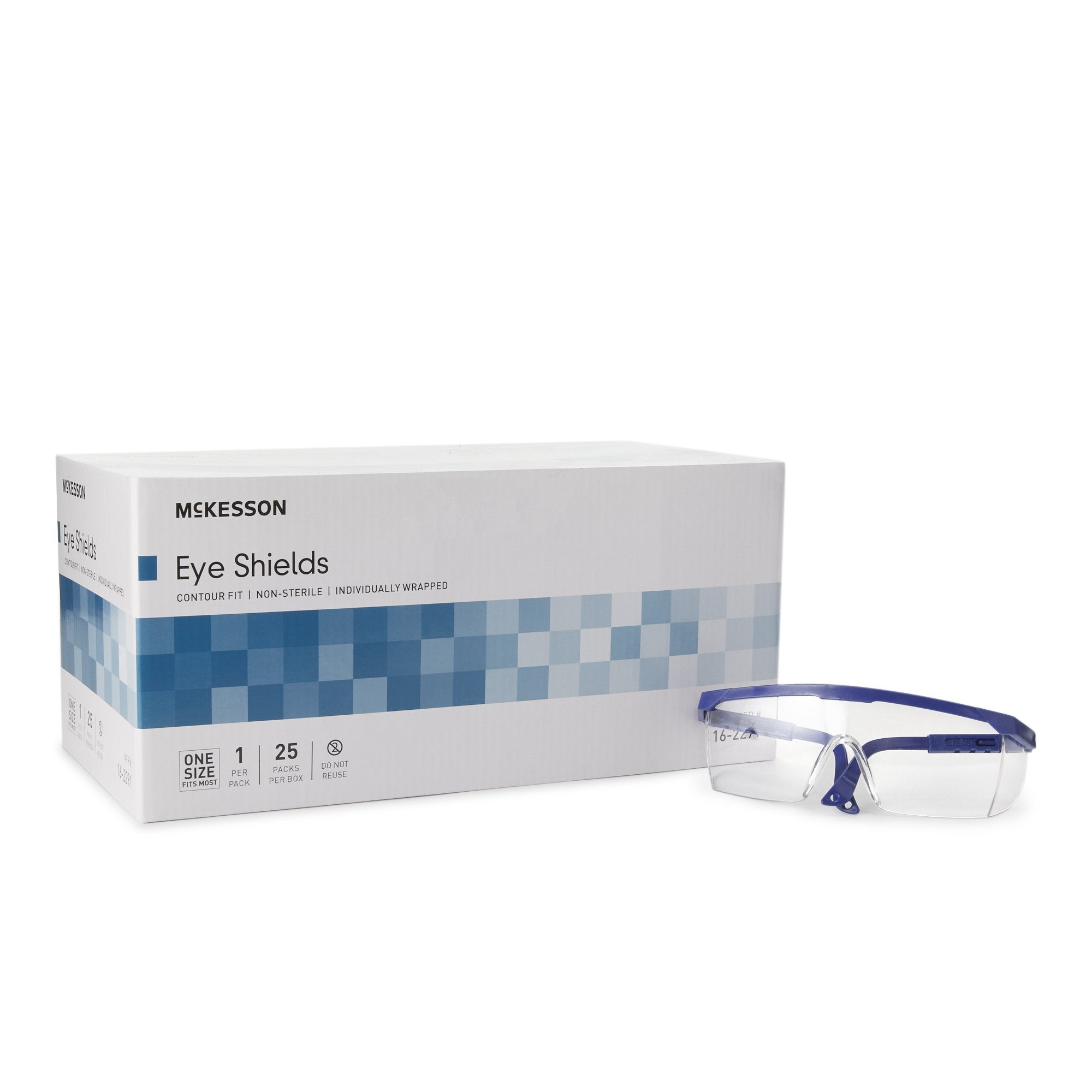 McKesson Brand - Protective Glasses McKesson Brand Side Shield Clear Tint Blue / Clear Frame Over Ear One Size Fits Most [100/CS]