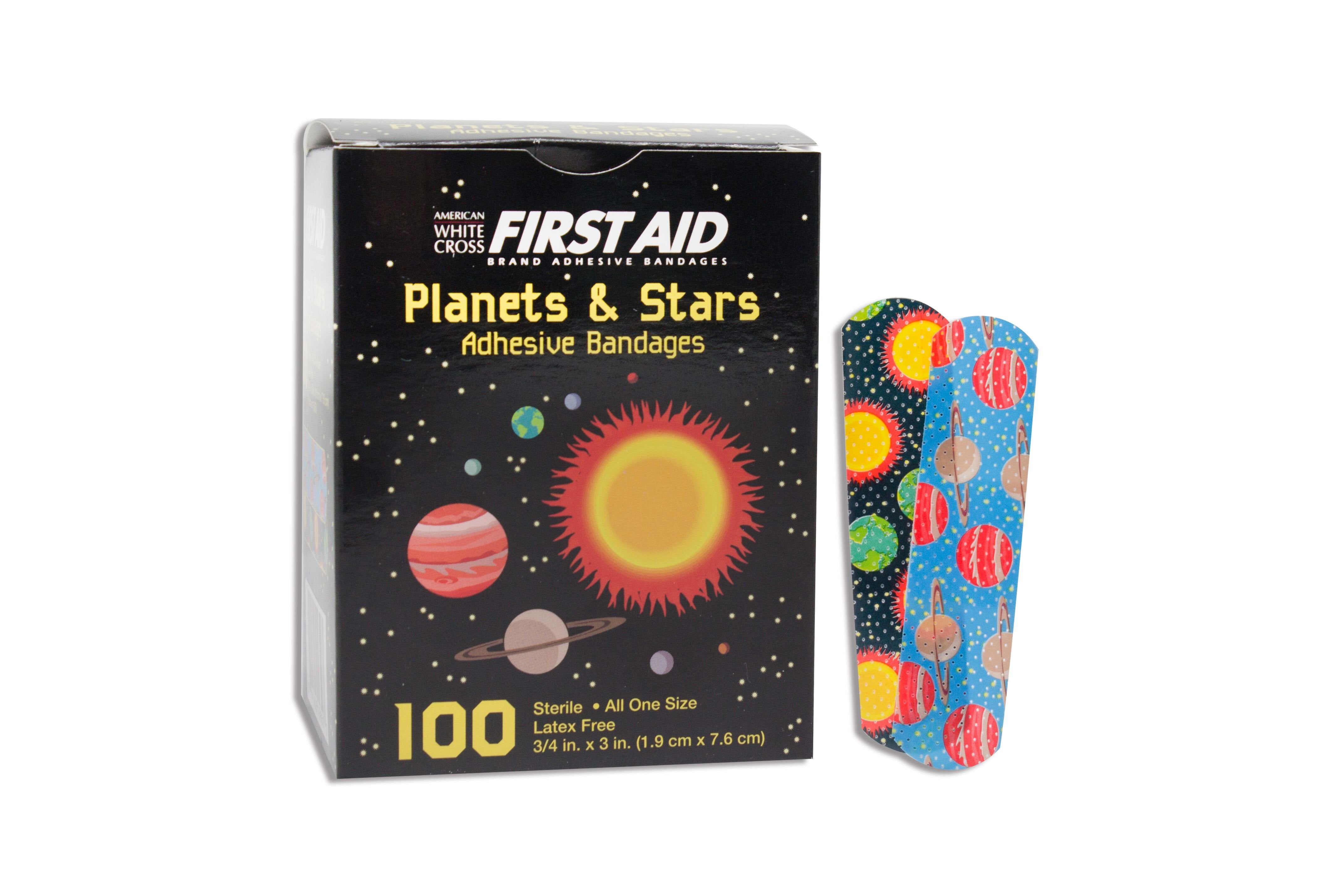 Dukal - Adhesive Strip American® White Cross 5/8 X 2-1/4 Inch Plastic Rectangle Kid Design (Planets / Stars) Sterile [12/CS]