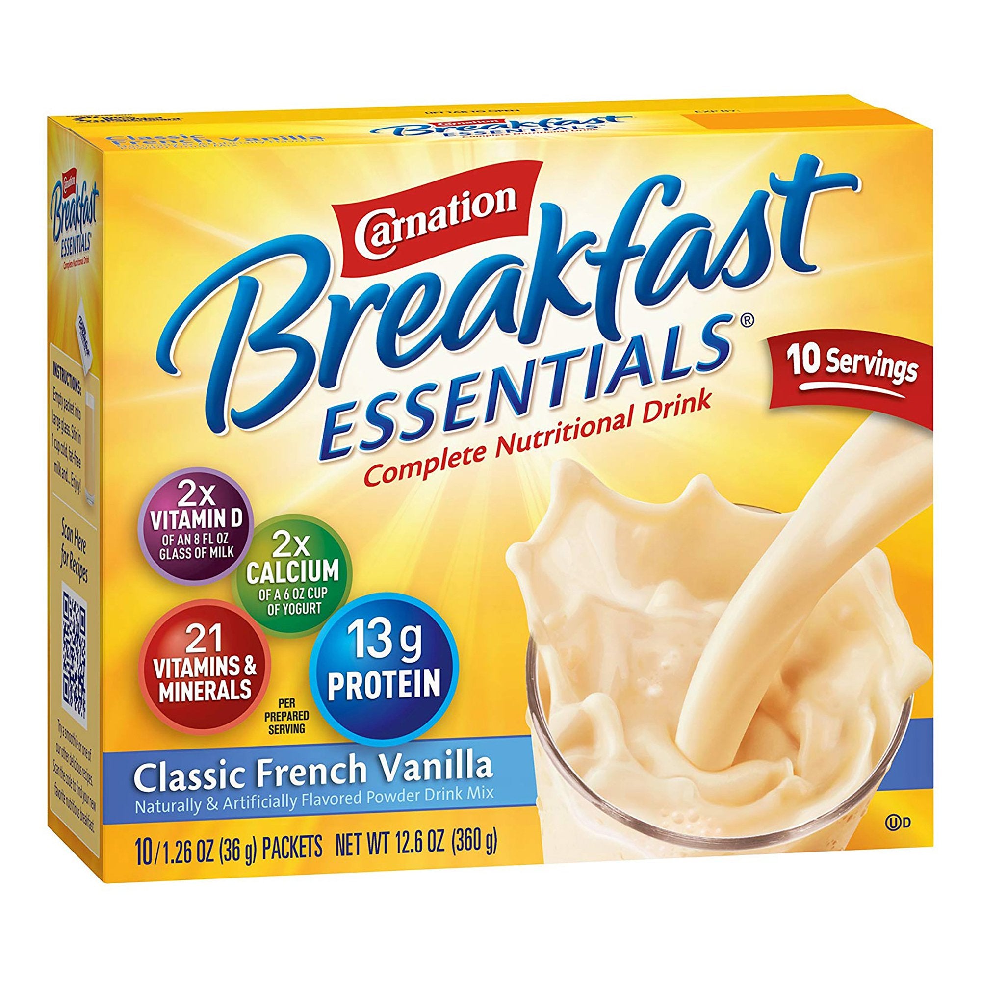 Nestle Clinical Nutritional - Oral Supplement Carnation Breakfast Essentials® French Vanilla Flavor Powder 1.26 oz. Individual Packet [60/CS] (1212740_CS)