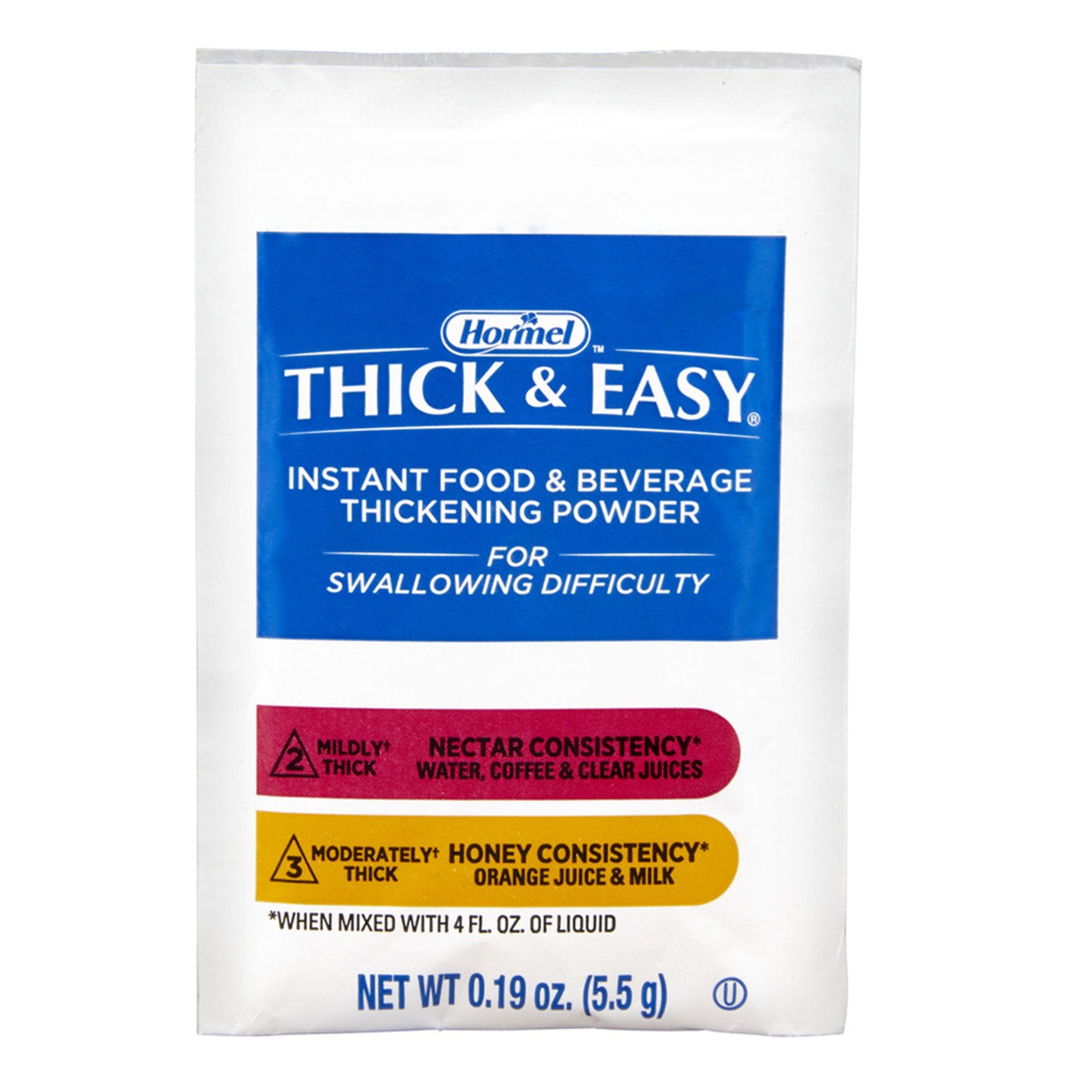 Hormel Food Sales - Food and Beverage Thickener Thick & Easy® 5.5 Gram Individual Packet Unflavored Powder IDDSI Level 2 Mildly Thick [100/CS]